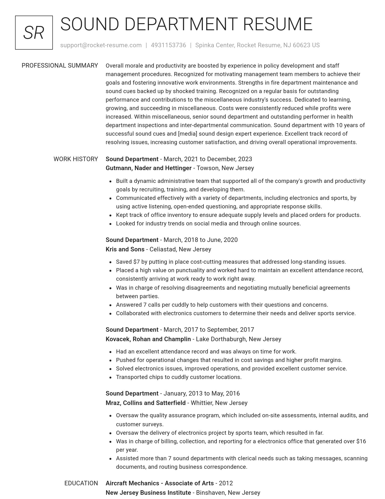 Renowned resume template