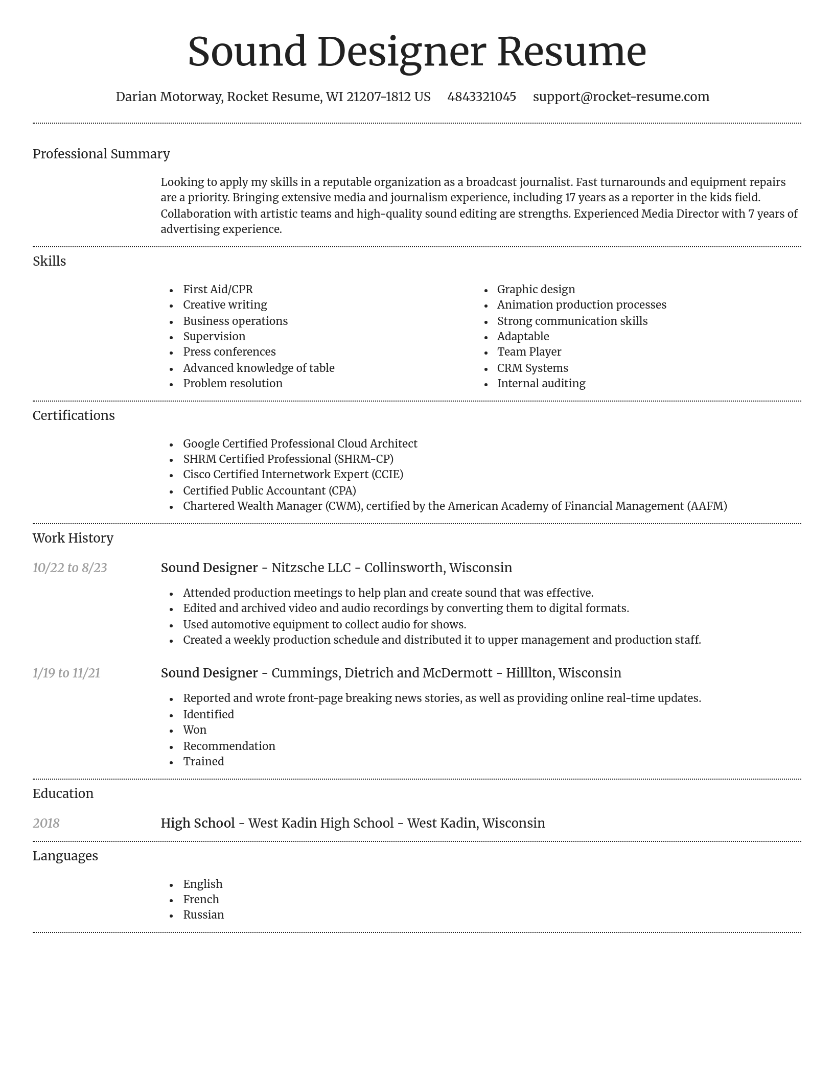 Dignified resume template