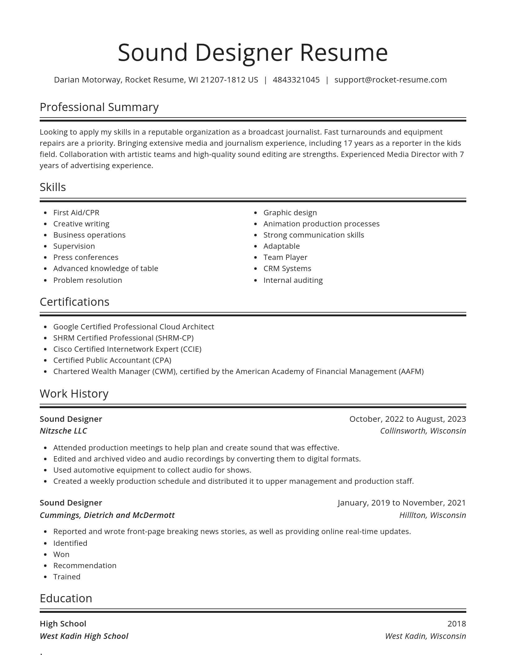 Spotlight resume template