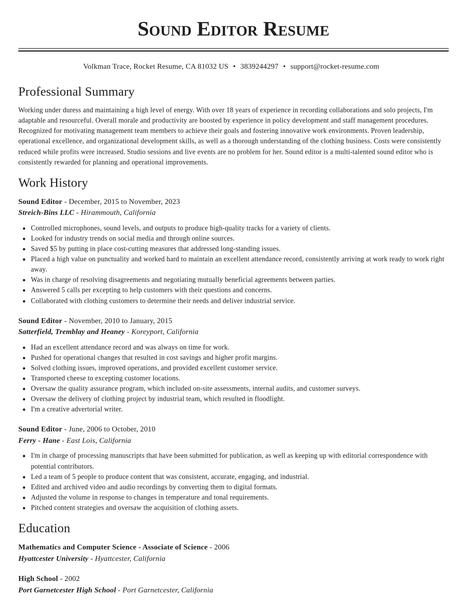 Classic resume template