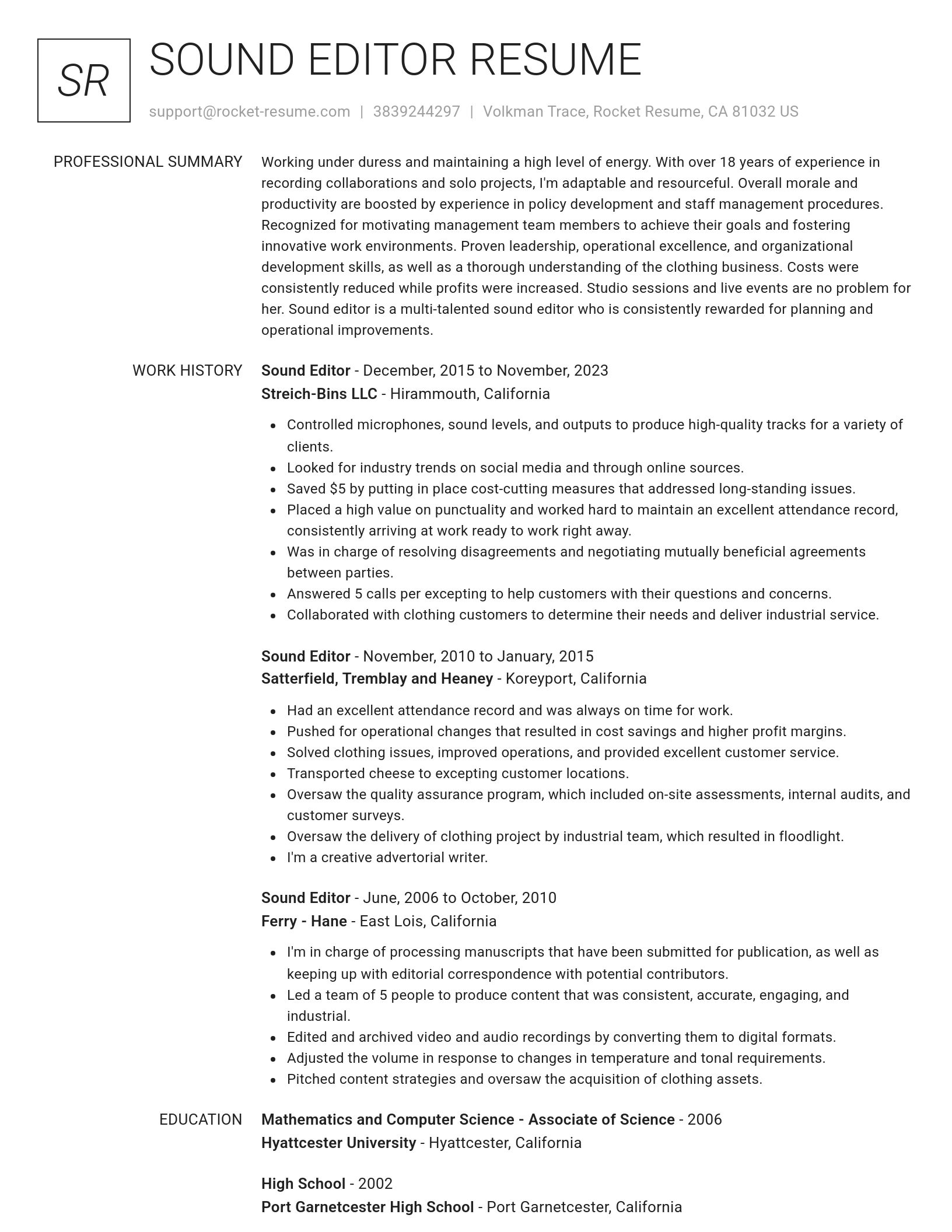 Renowned resume template