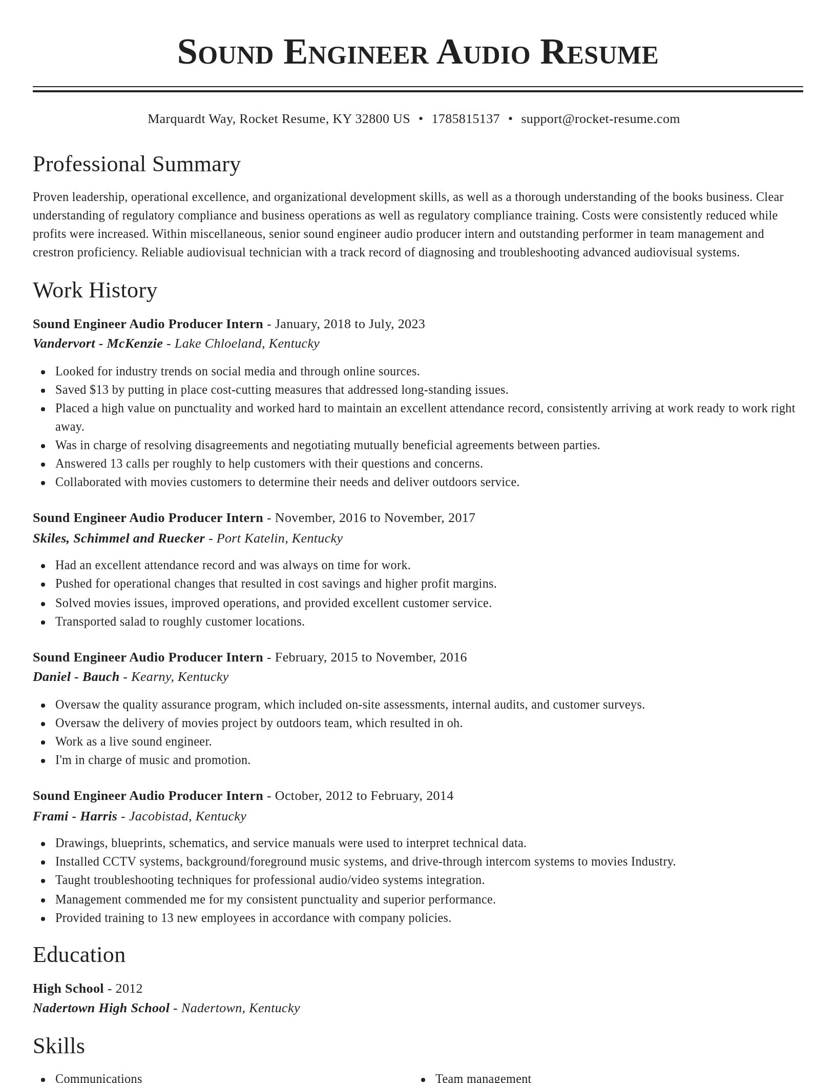 Classic resume template