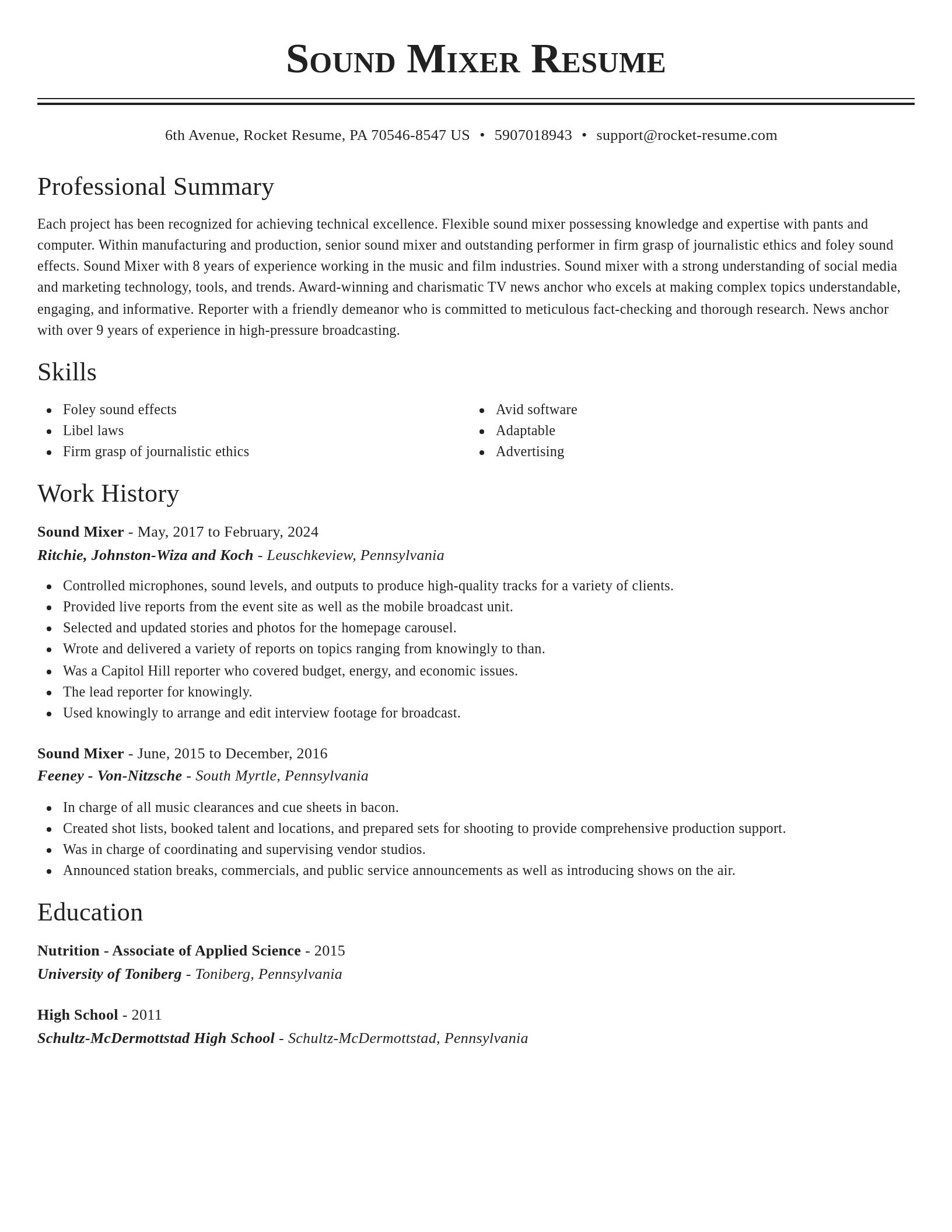 Classic resume template