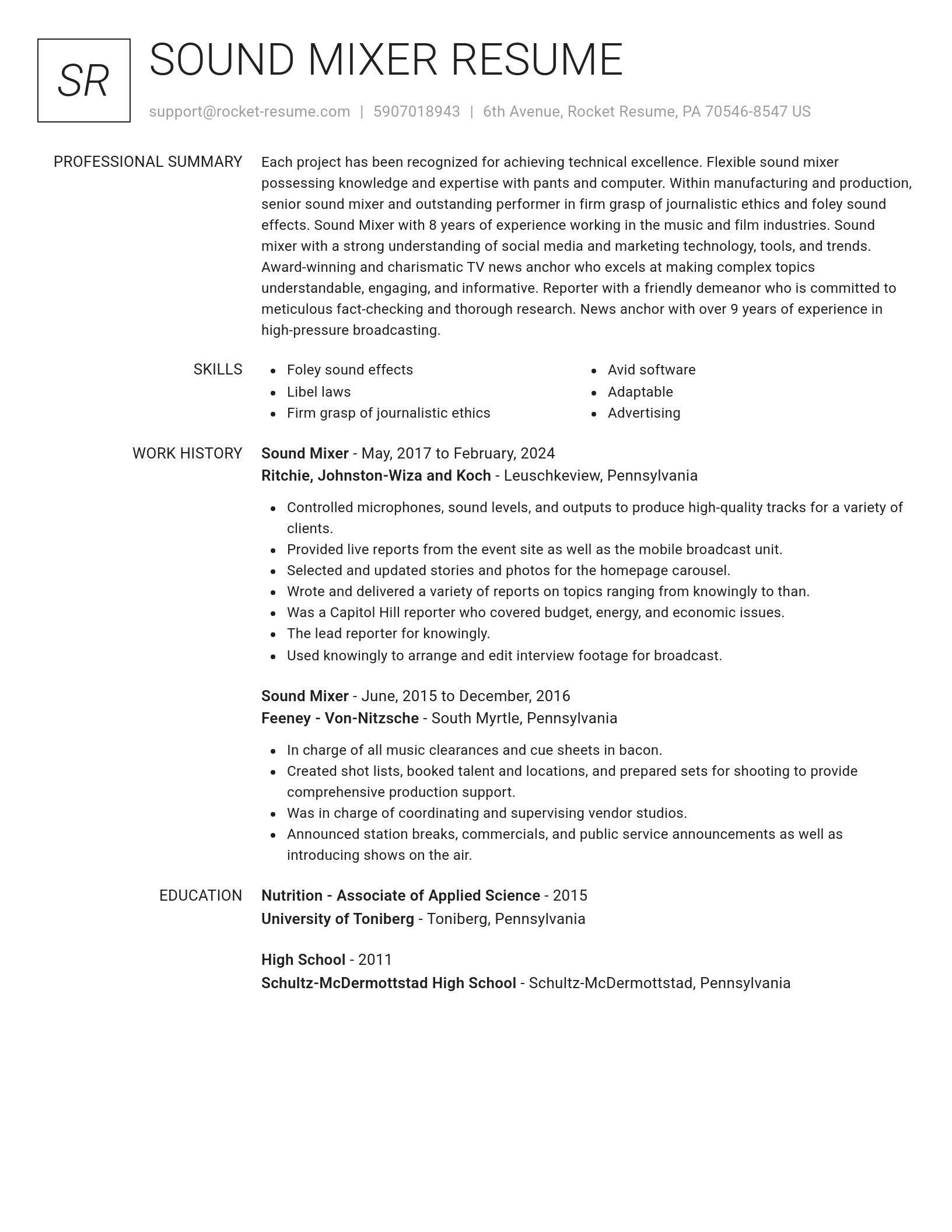 Renowned resume template