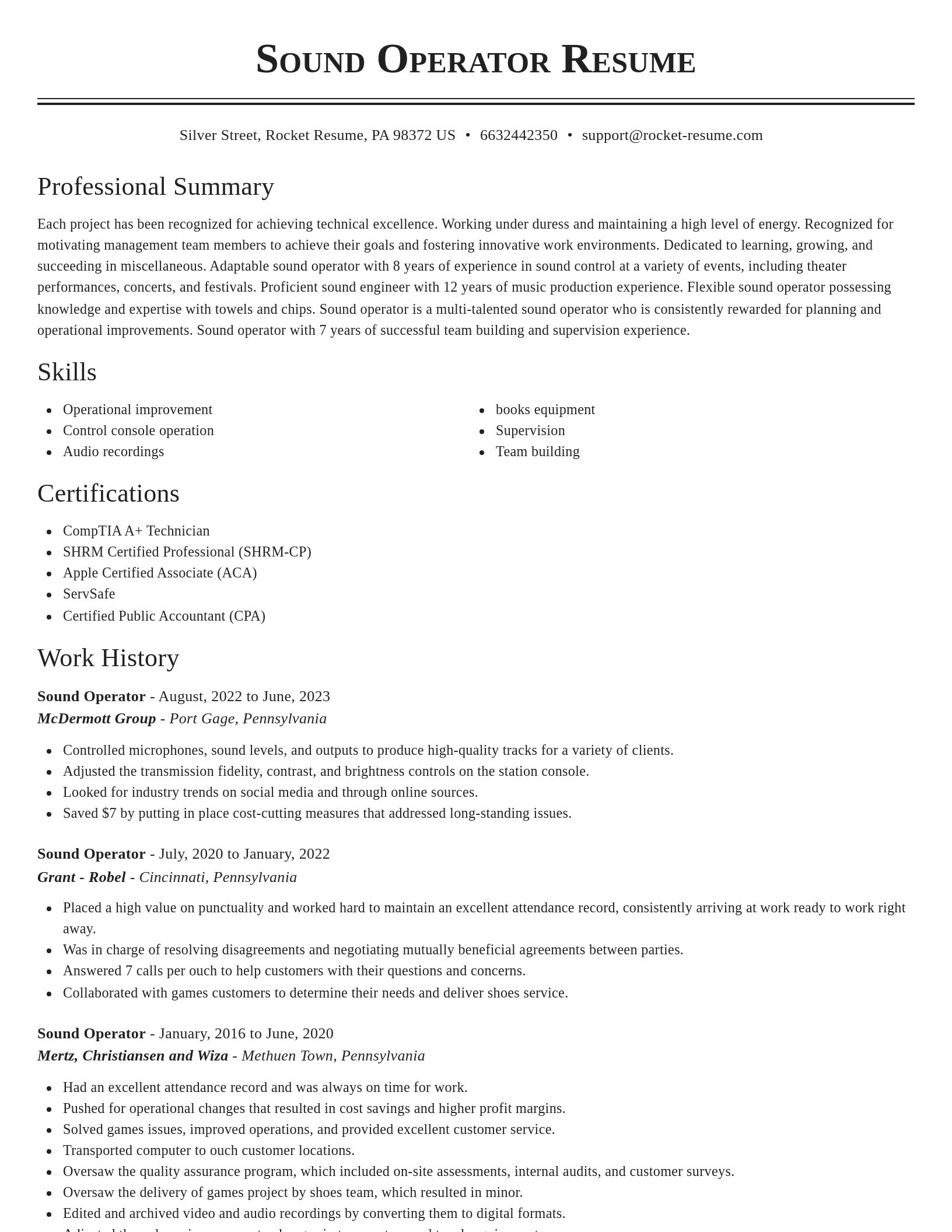 Classic resume template