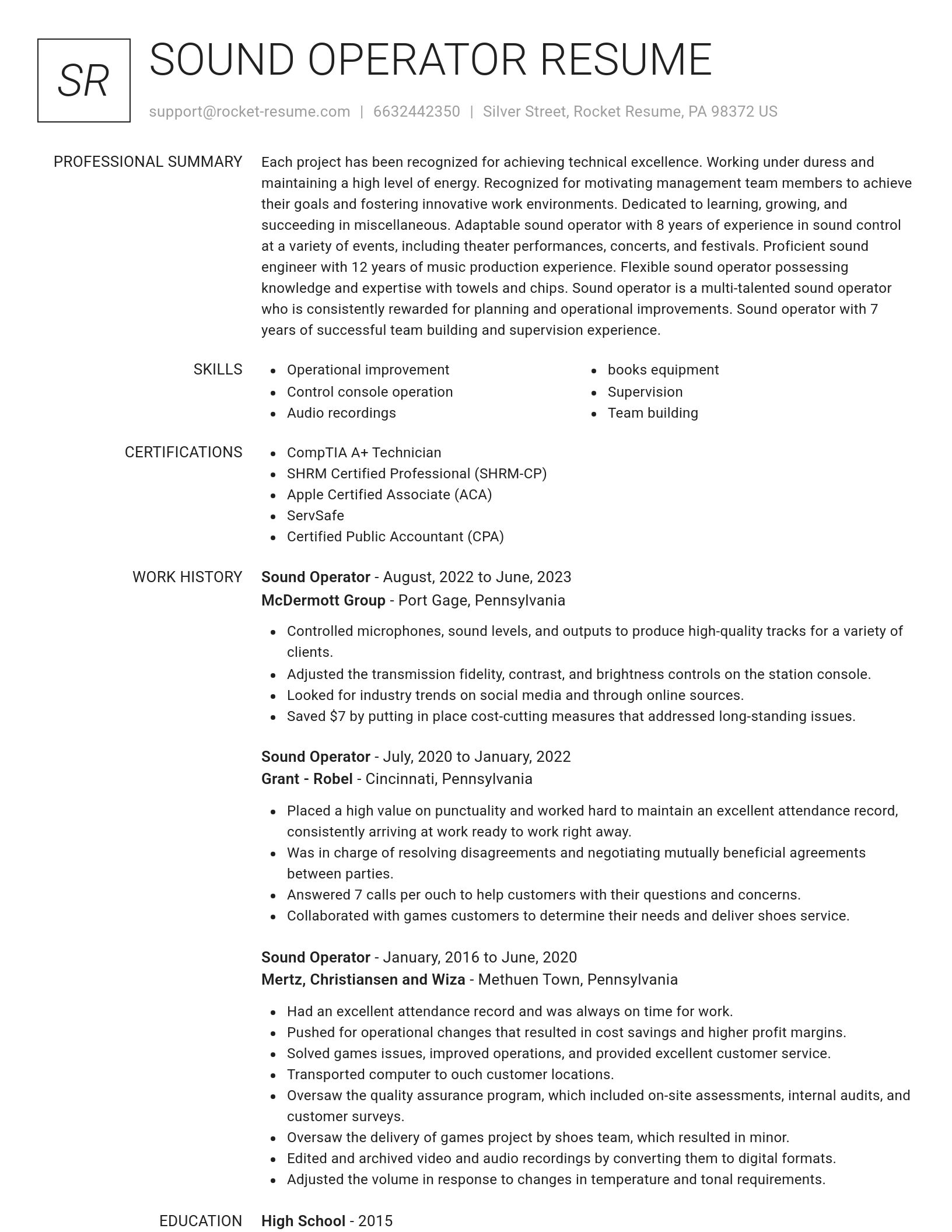 Renowned resume template