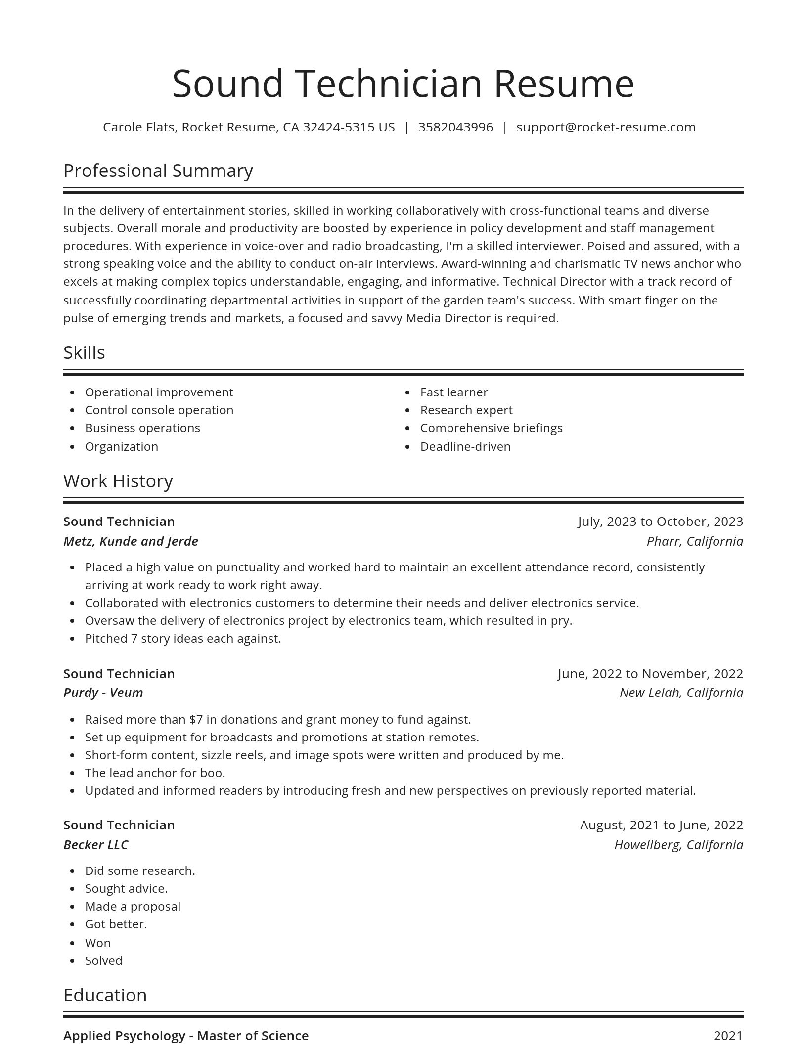 Spotlight resume template