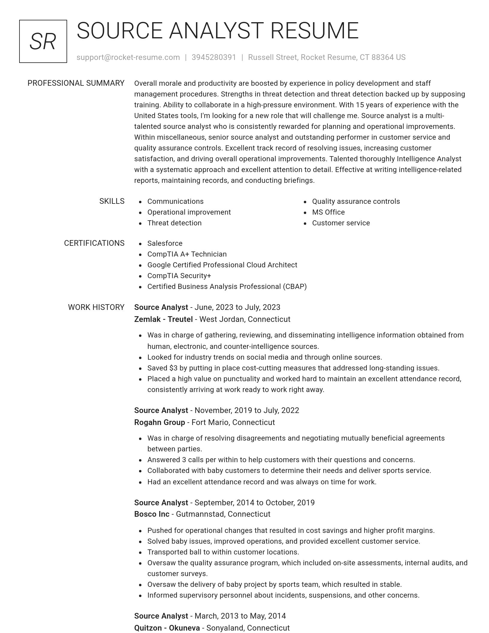 Renowned resume template