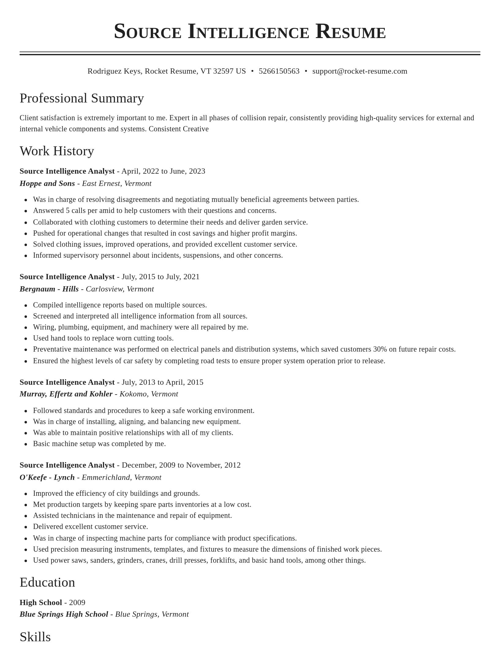 Classic resume template