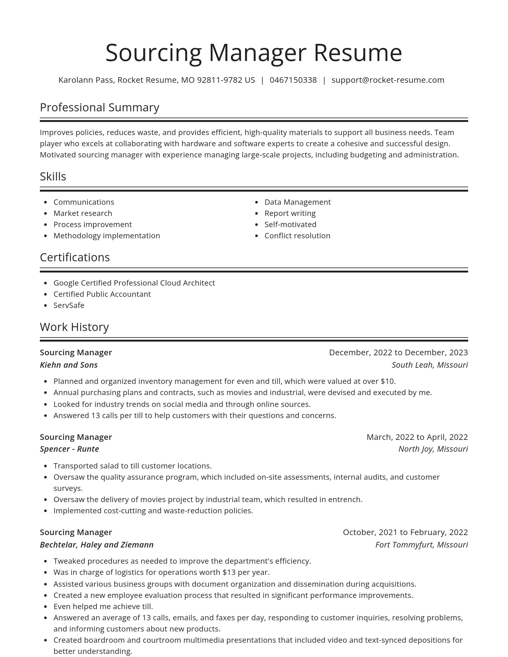 Spotlight resume template
