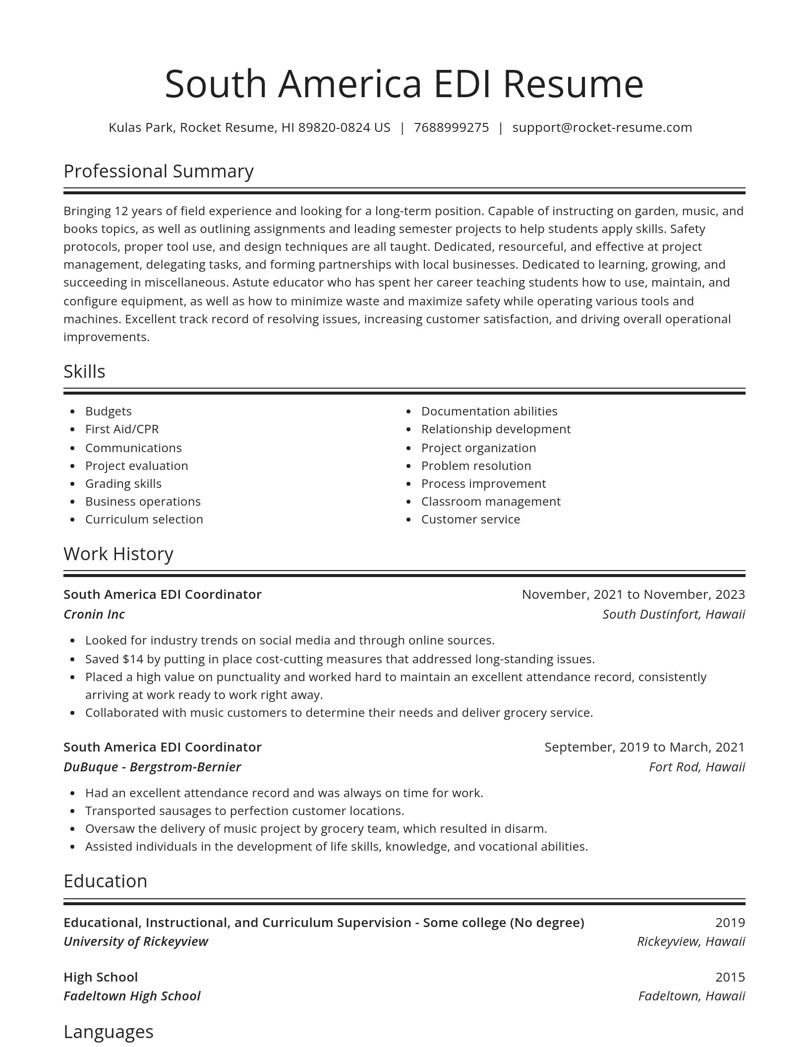 Spotlight resume template