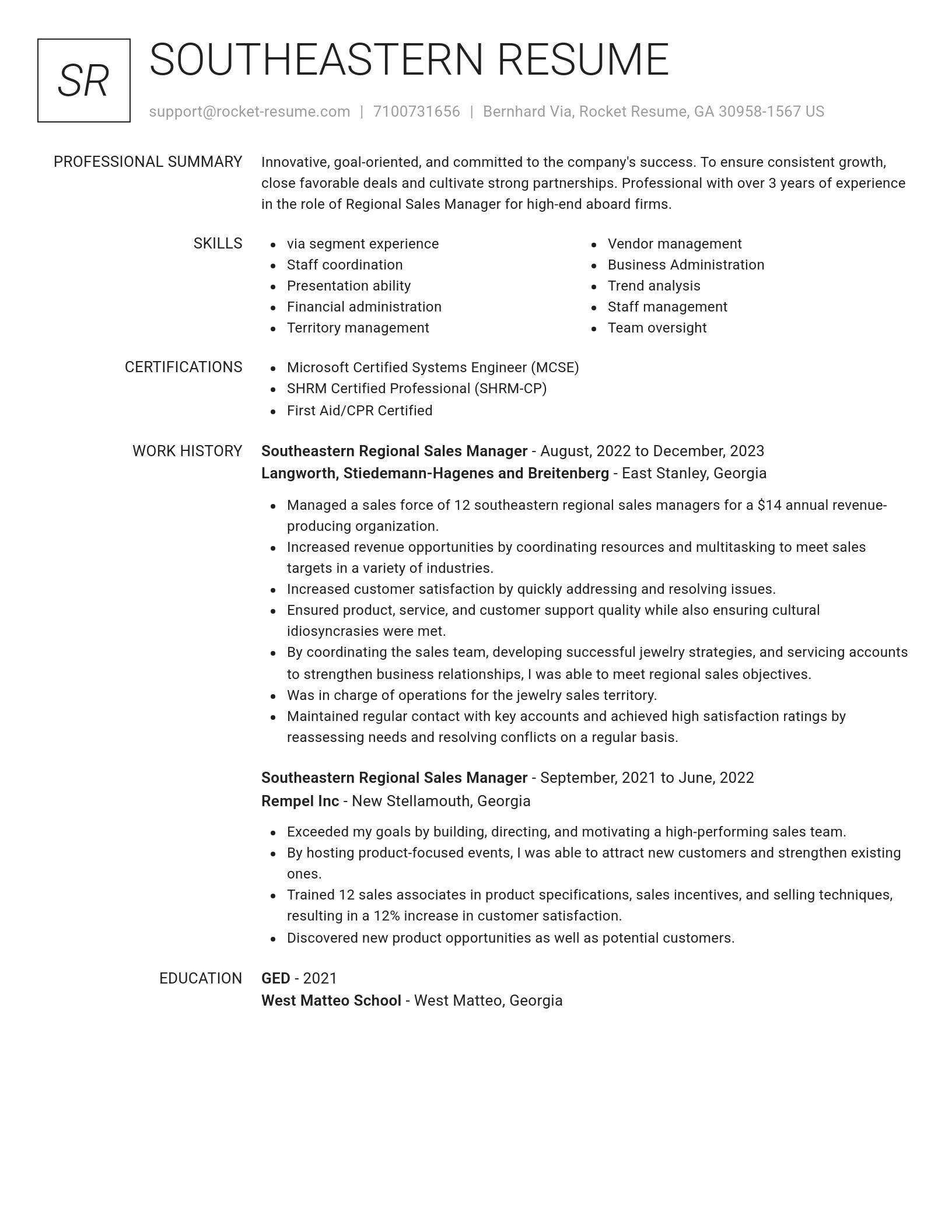 Renowned resume template