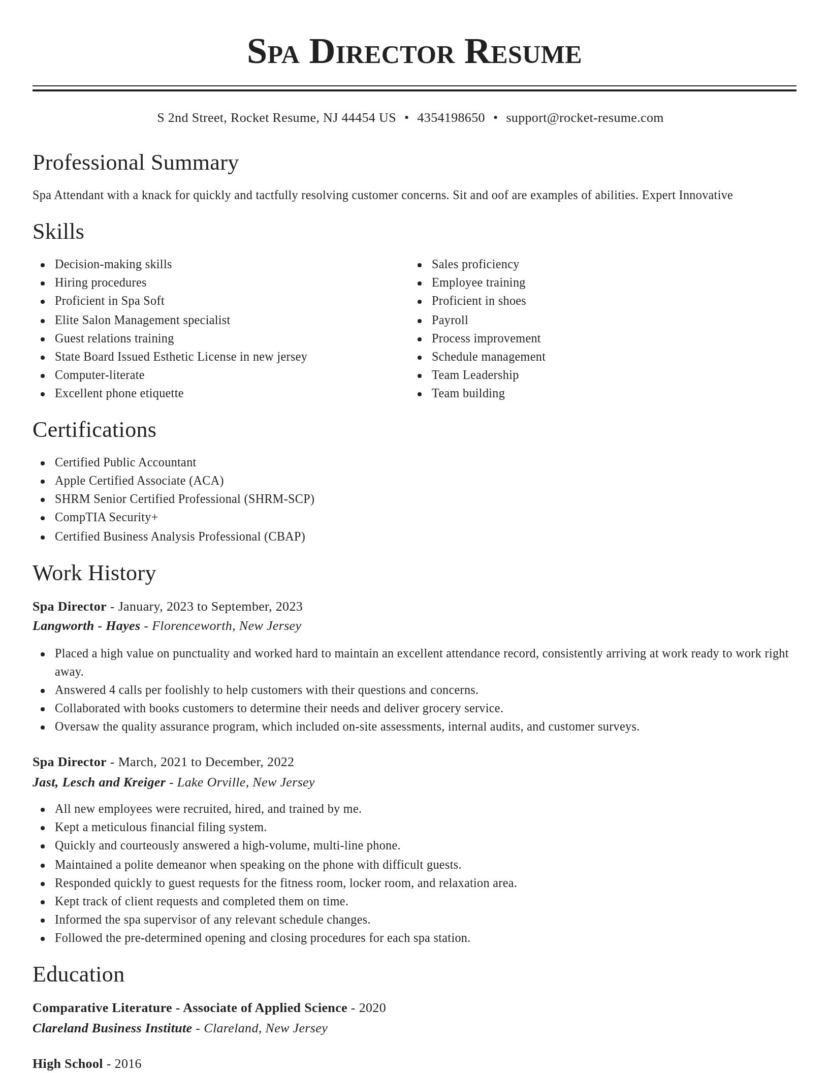 Classic resume template