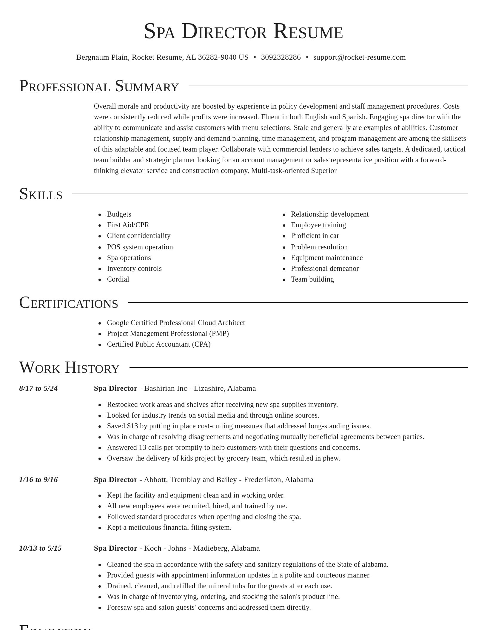 Director resume template