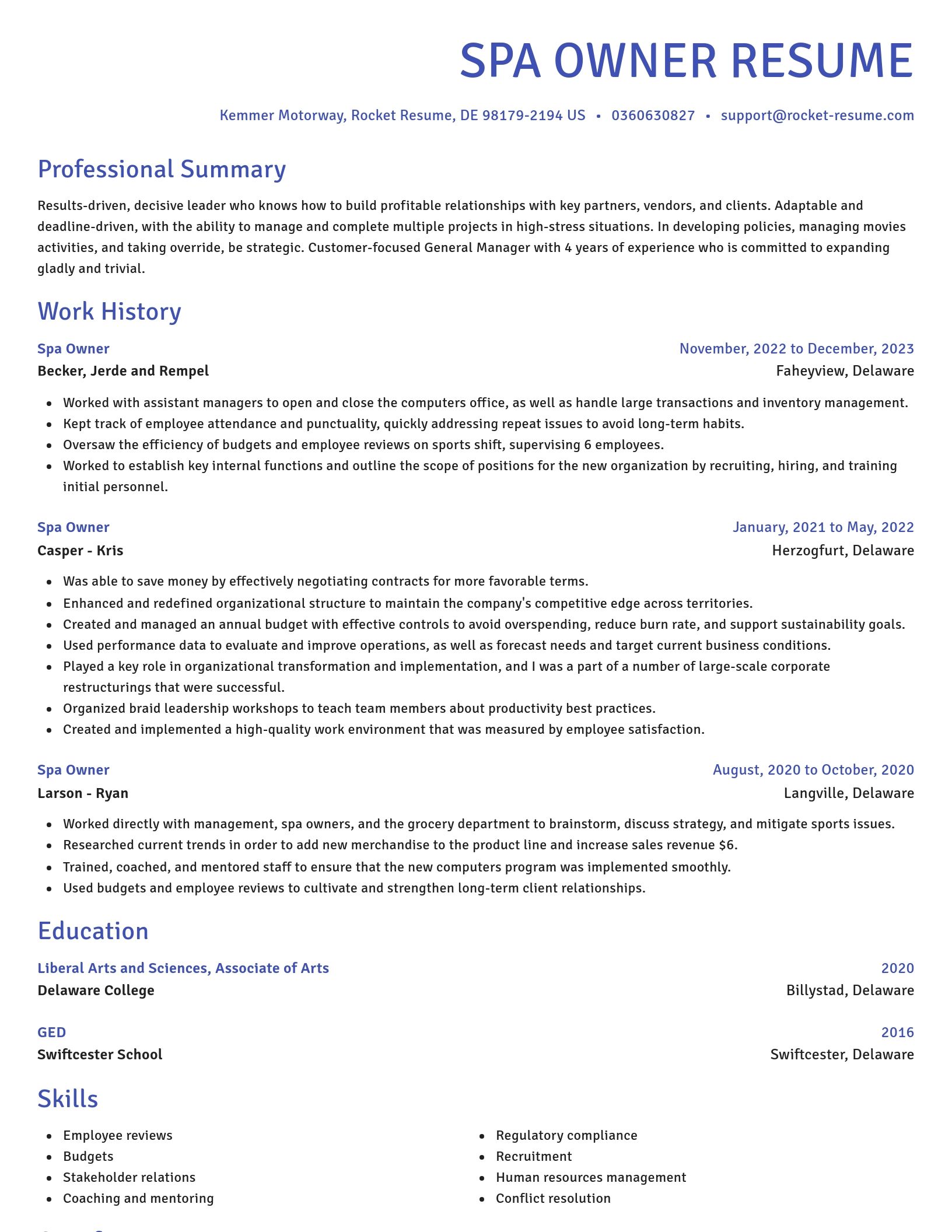 Novel resume template