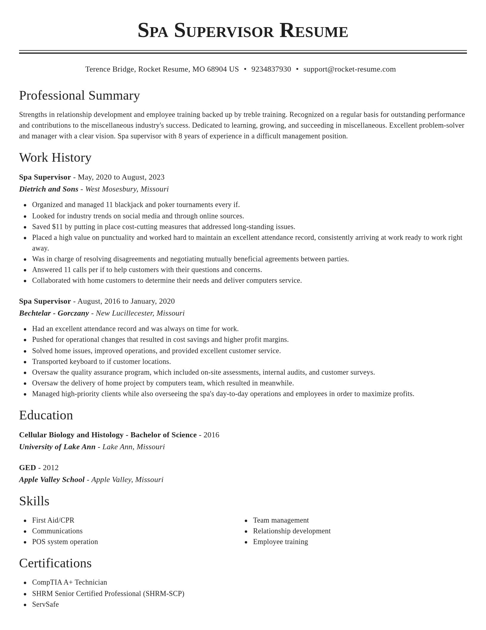 Classic resume template