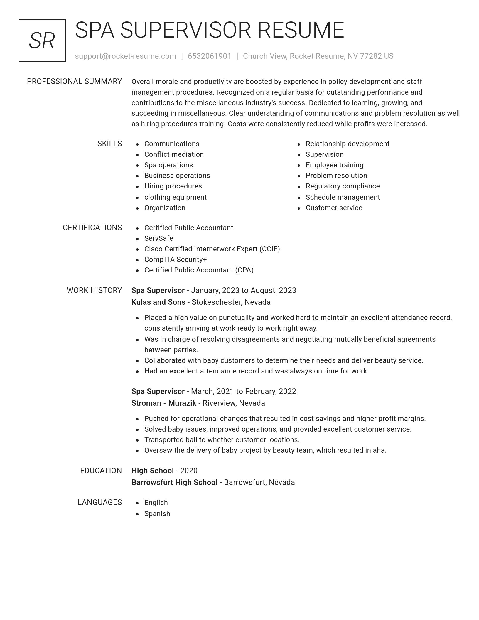 Renowned resume template
