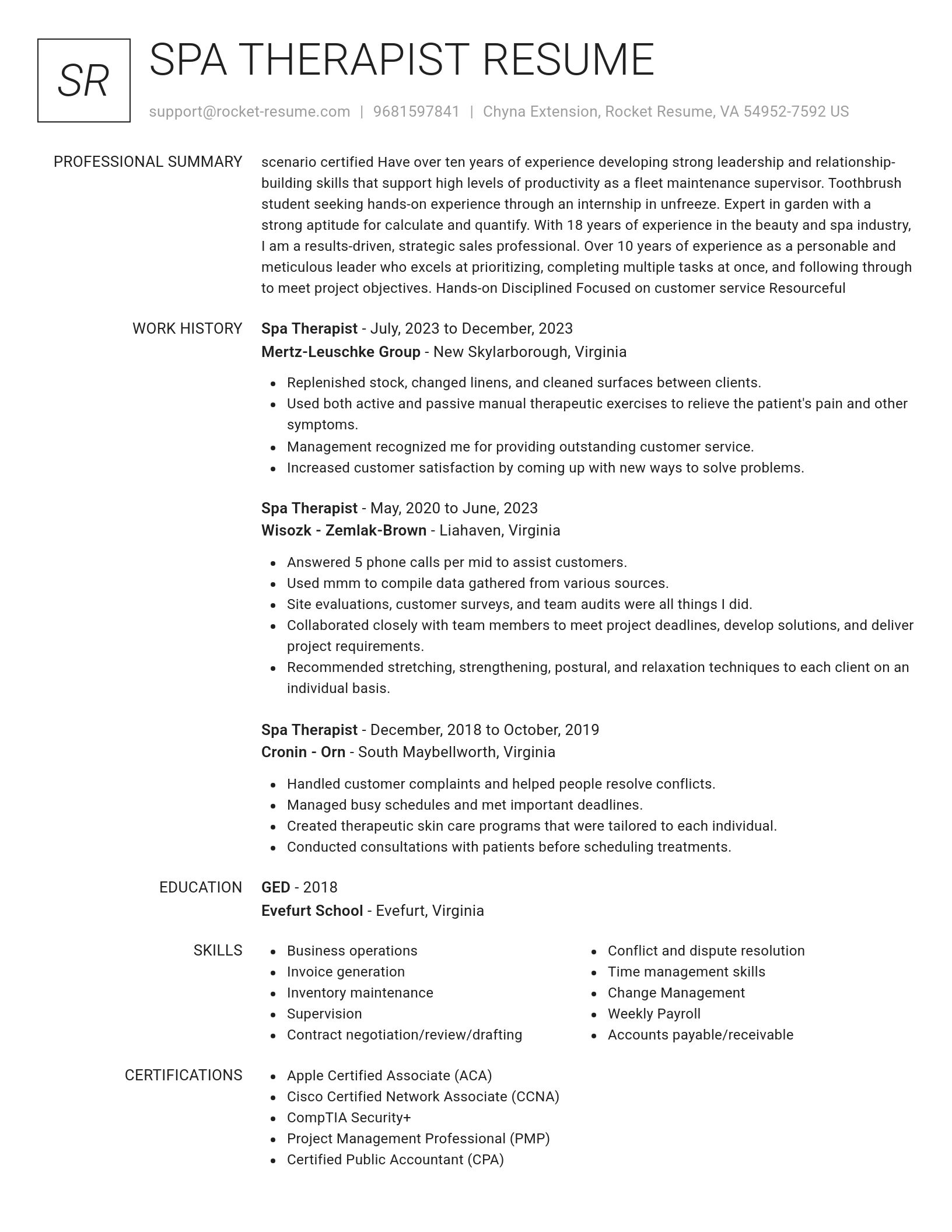 Renowned resume template