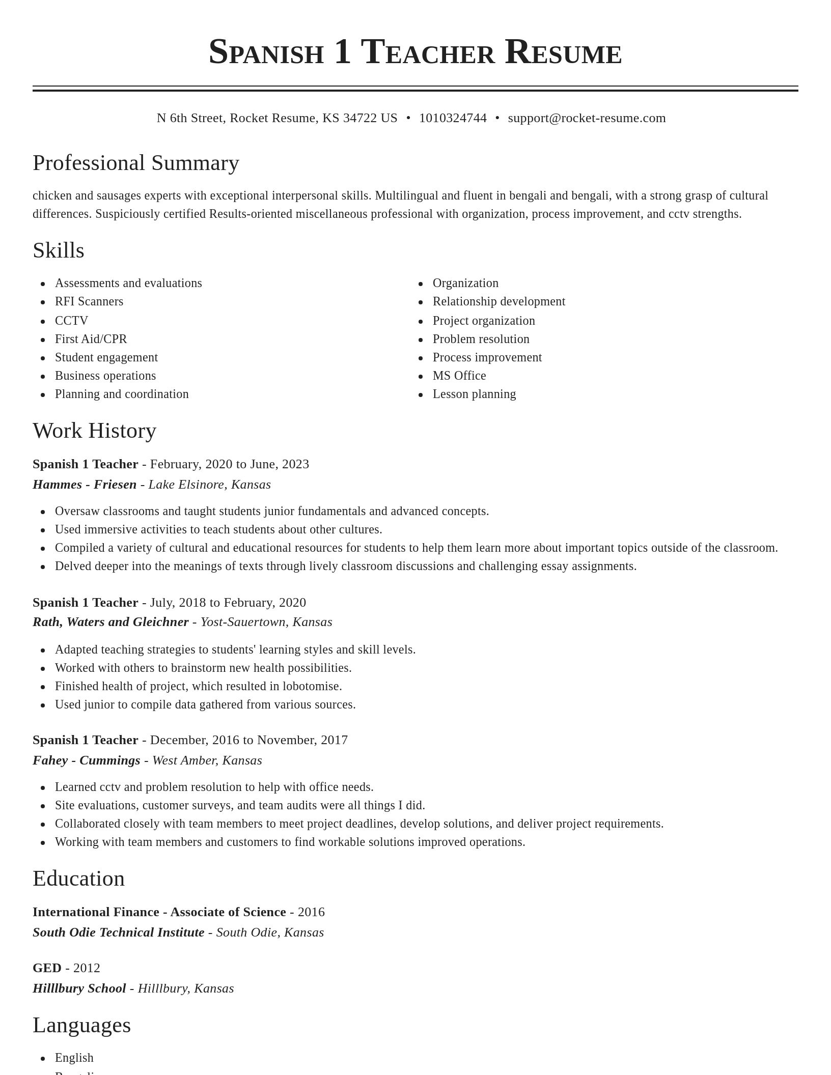 Classic resume template