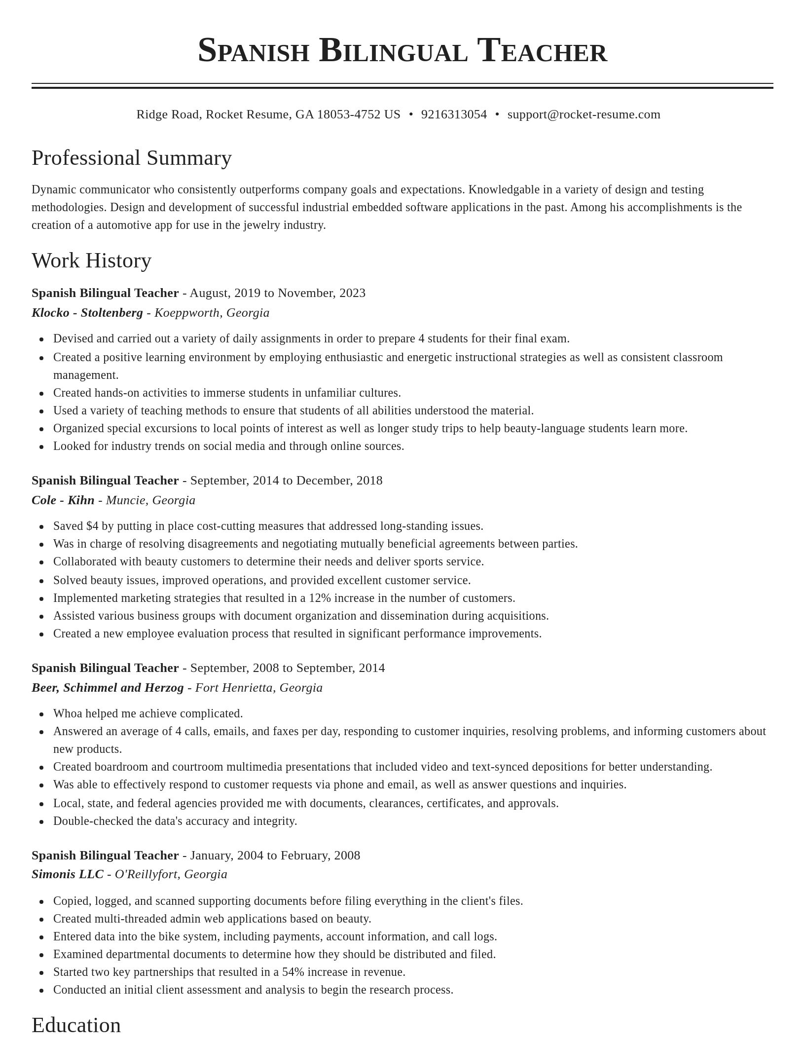 Classic resume template