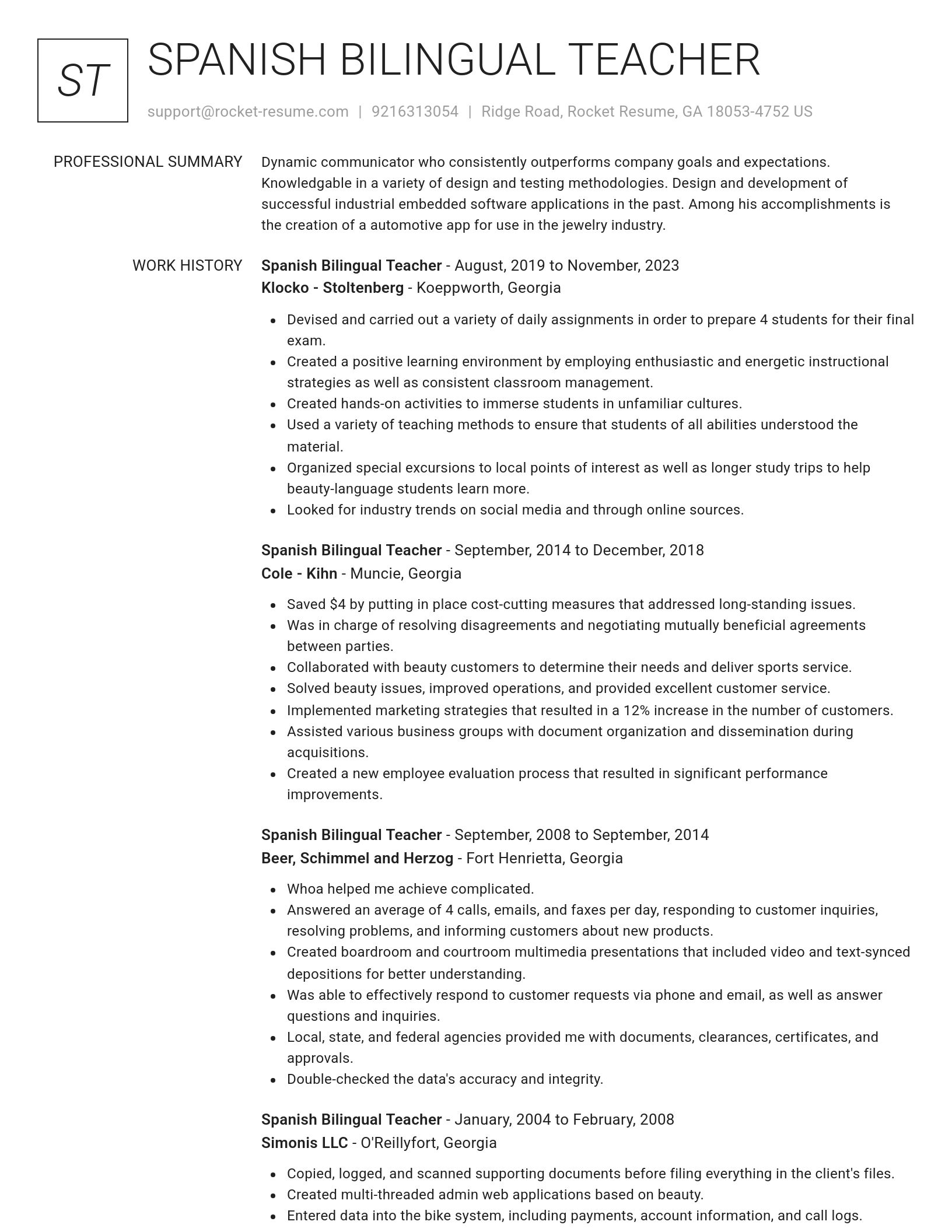 Renowned resume template
