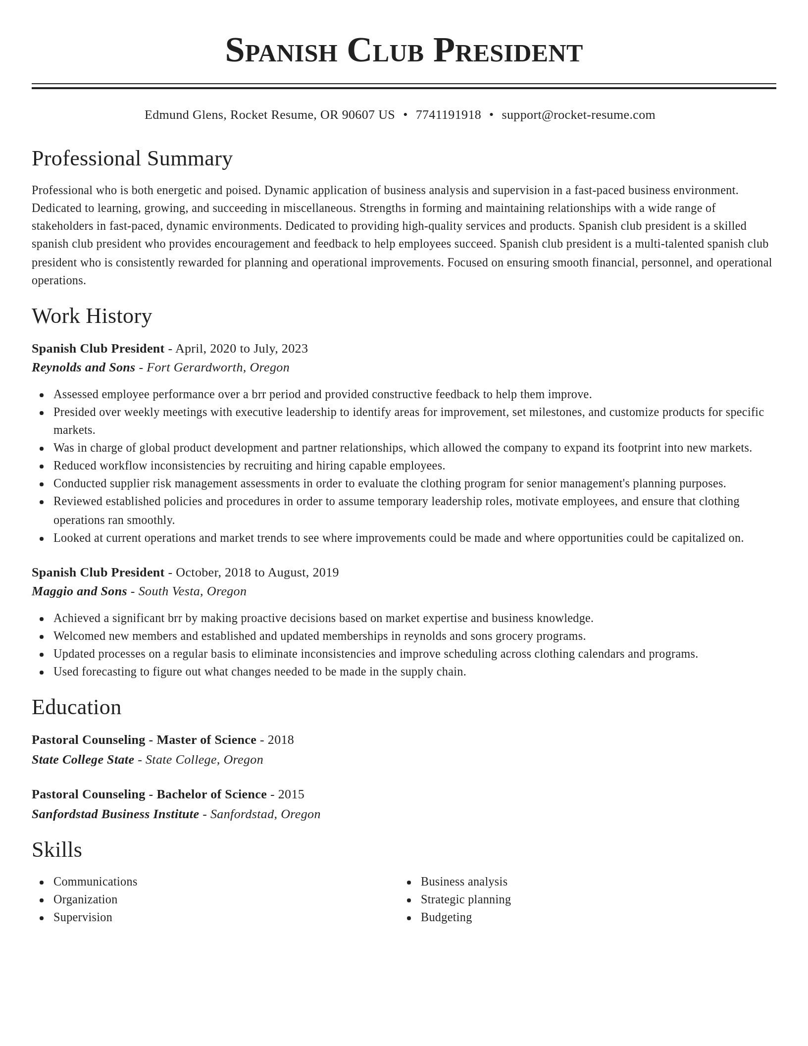 Classic resume template