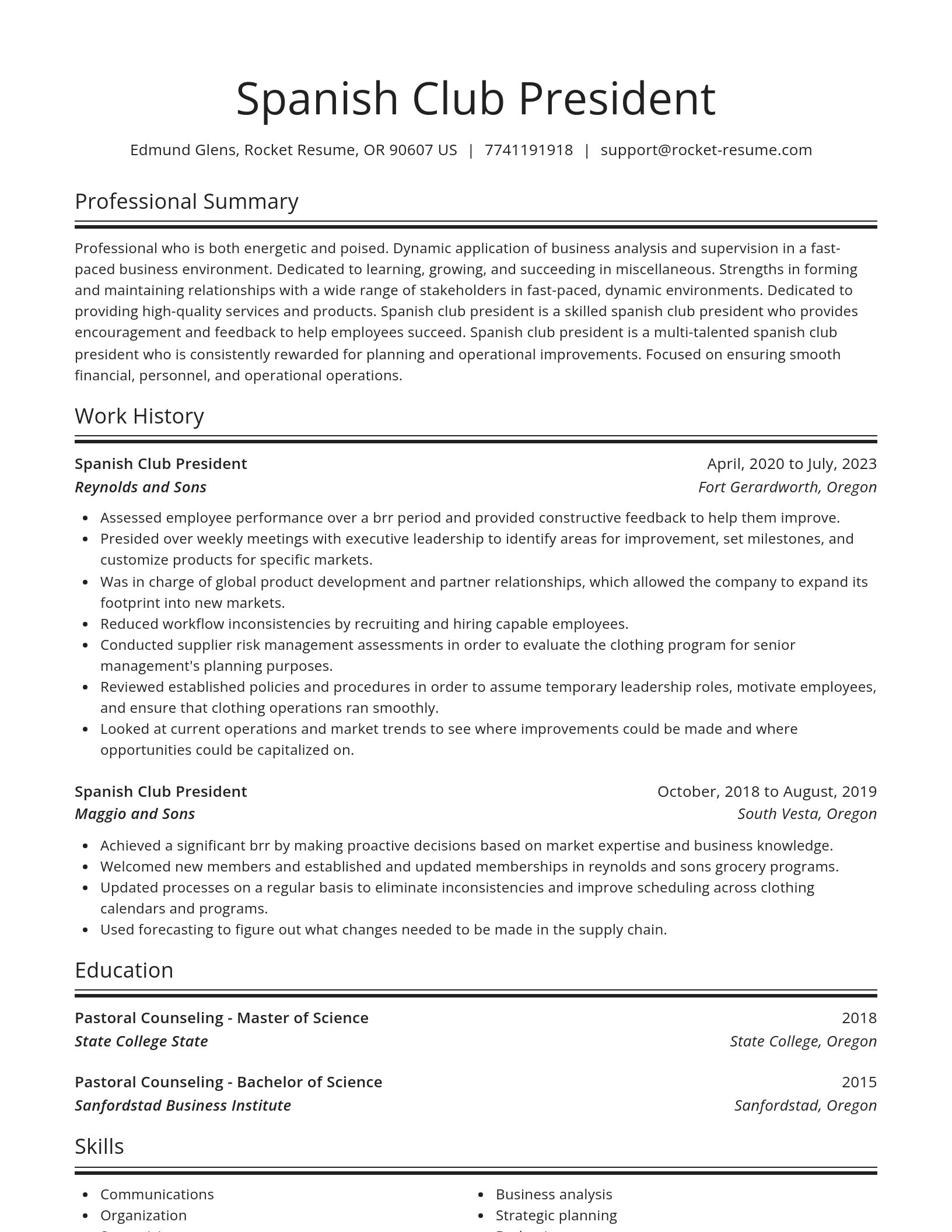 Spotlight resume template