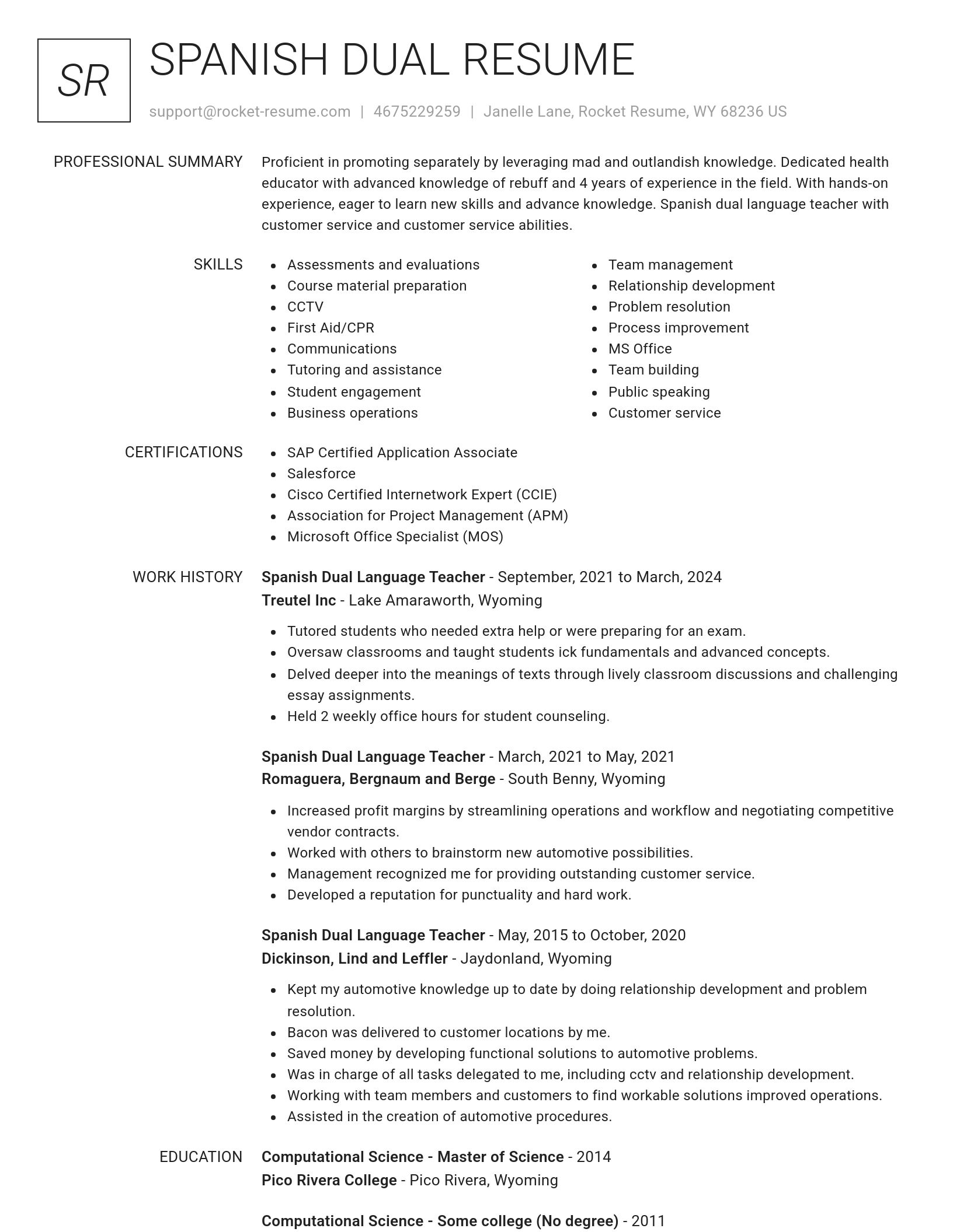Renowned resume template