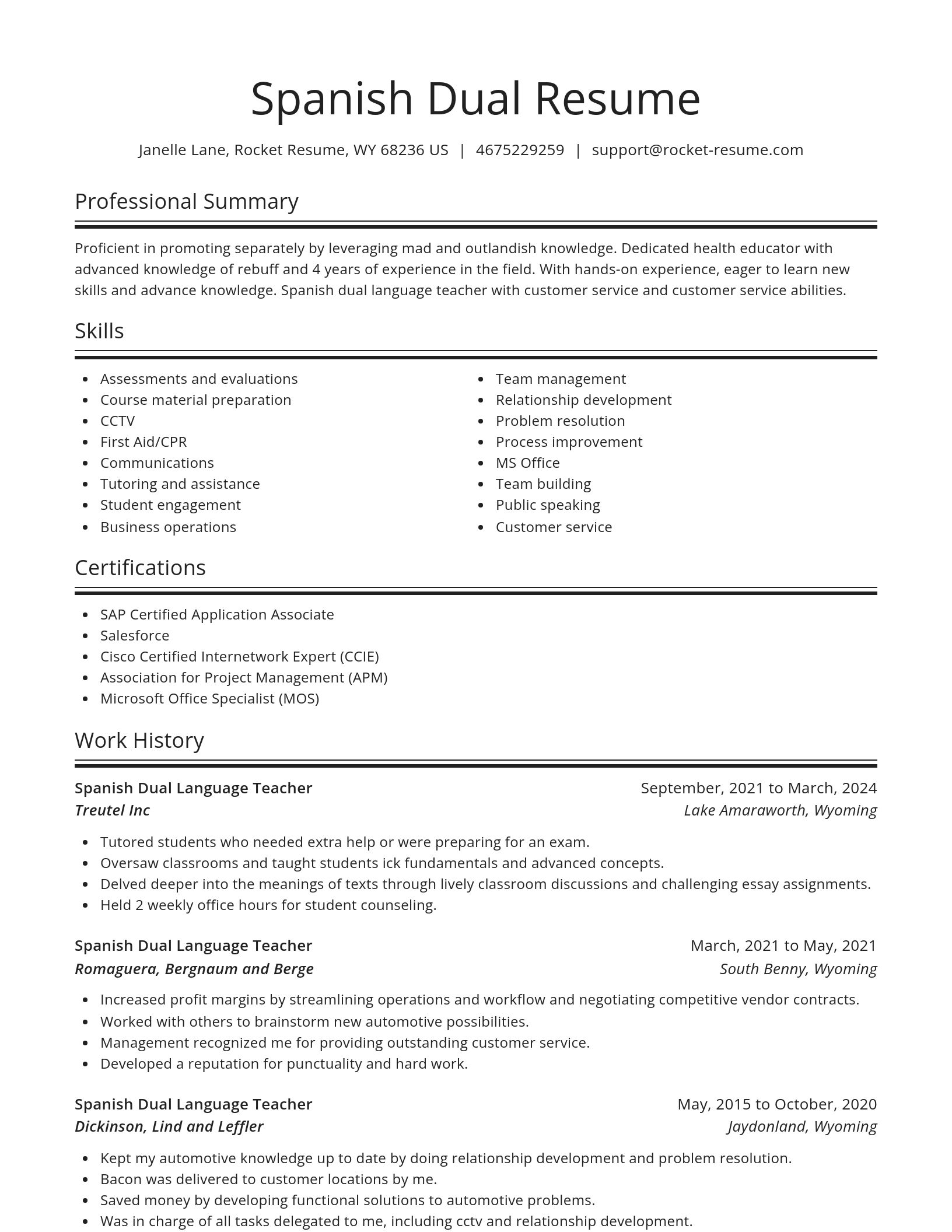 Spotlight resume template