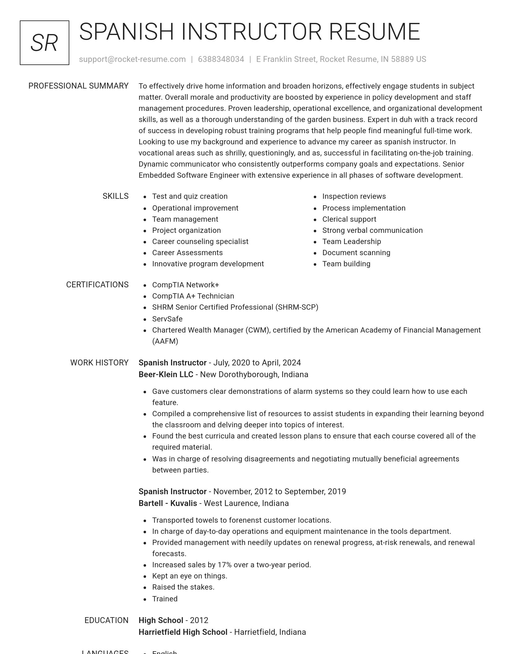 Renowned resume template