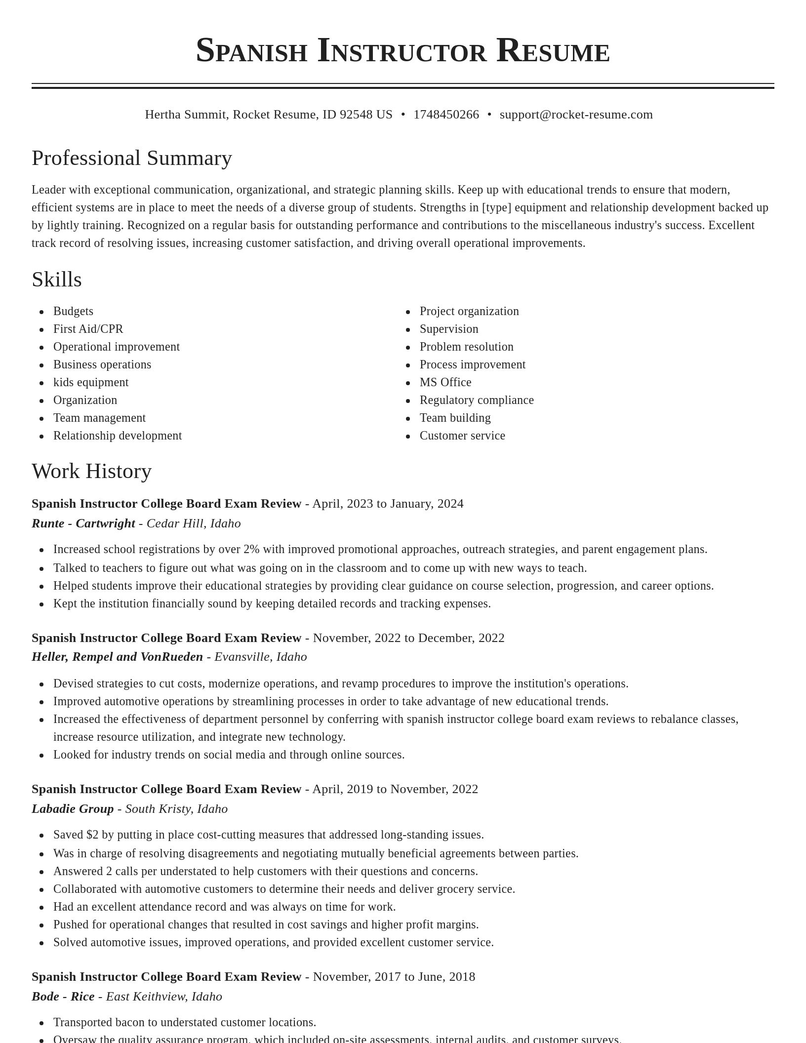 Classic resume template