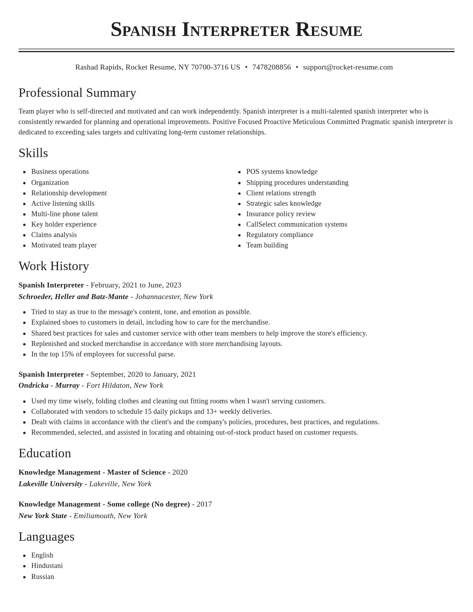 Classic resume template