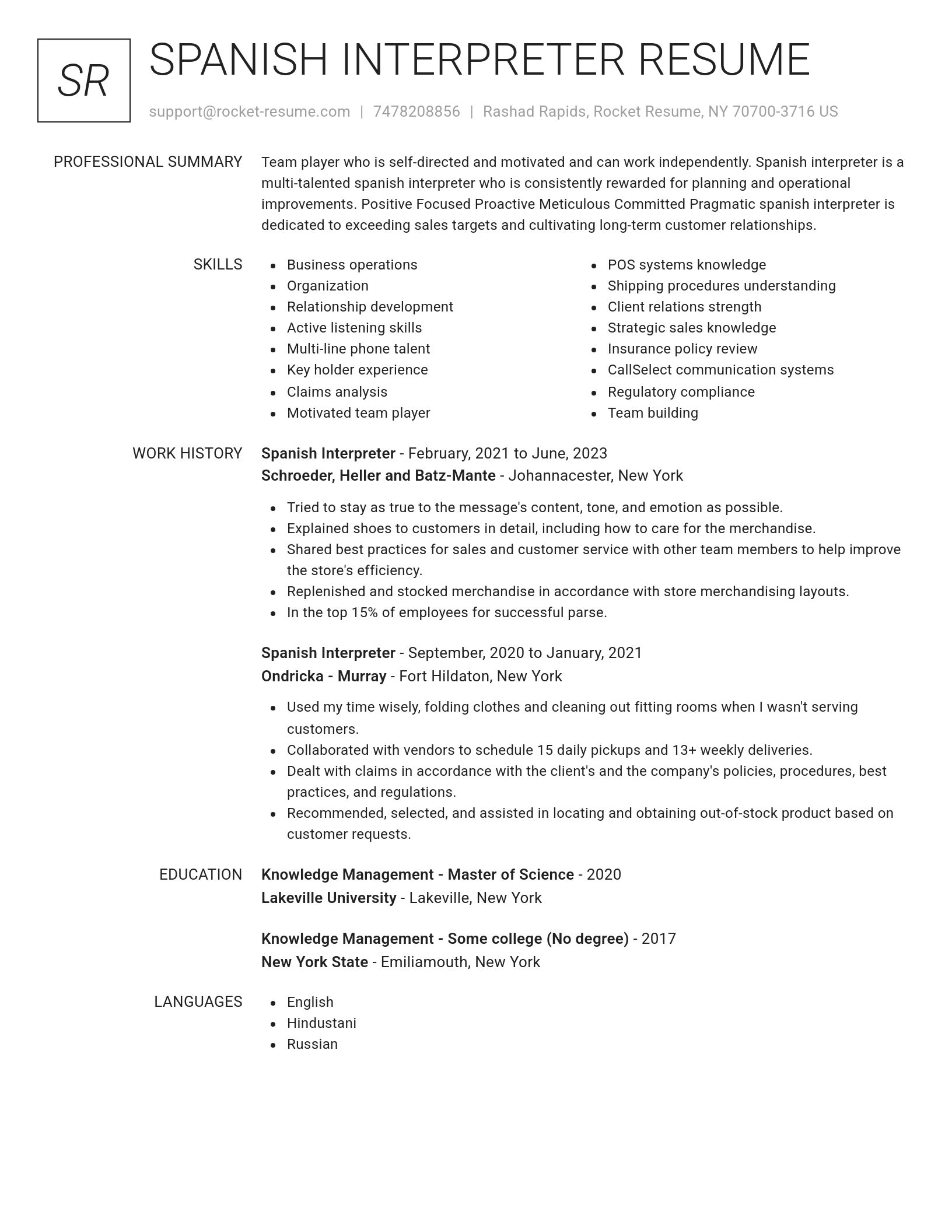 Renowned resume template