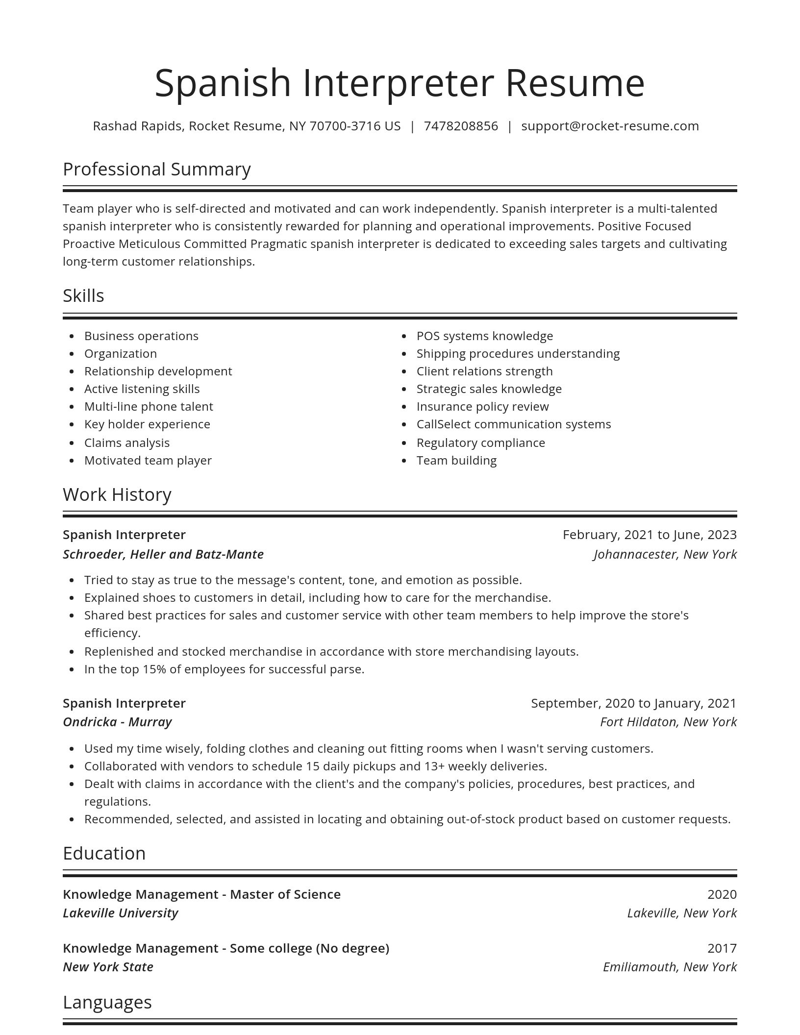 Spotlight resume template