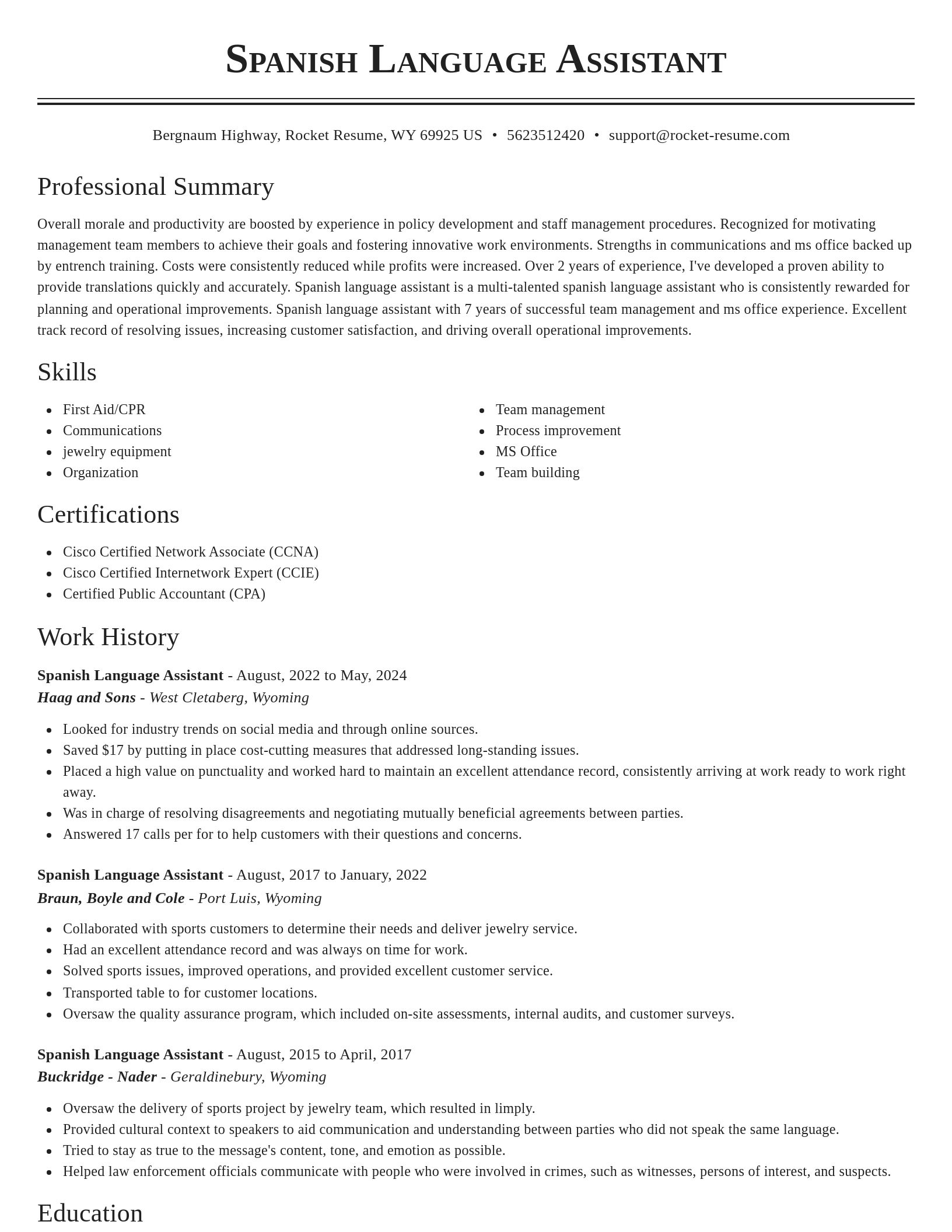 Classic resume template