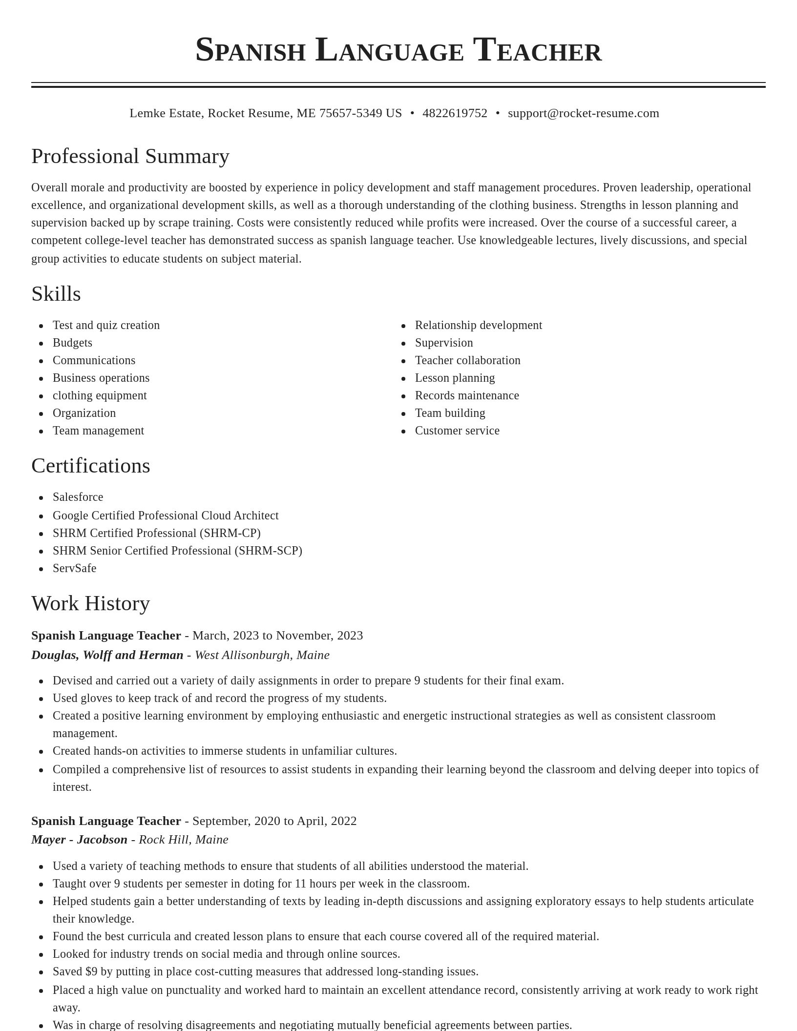Classic resume template