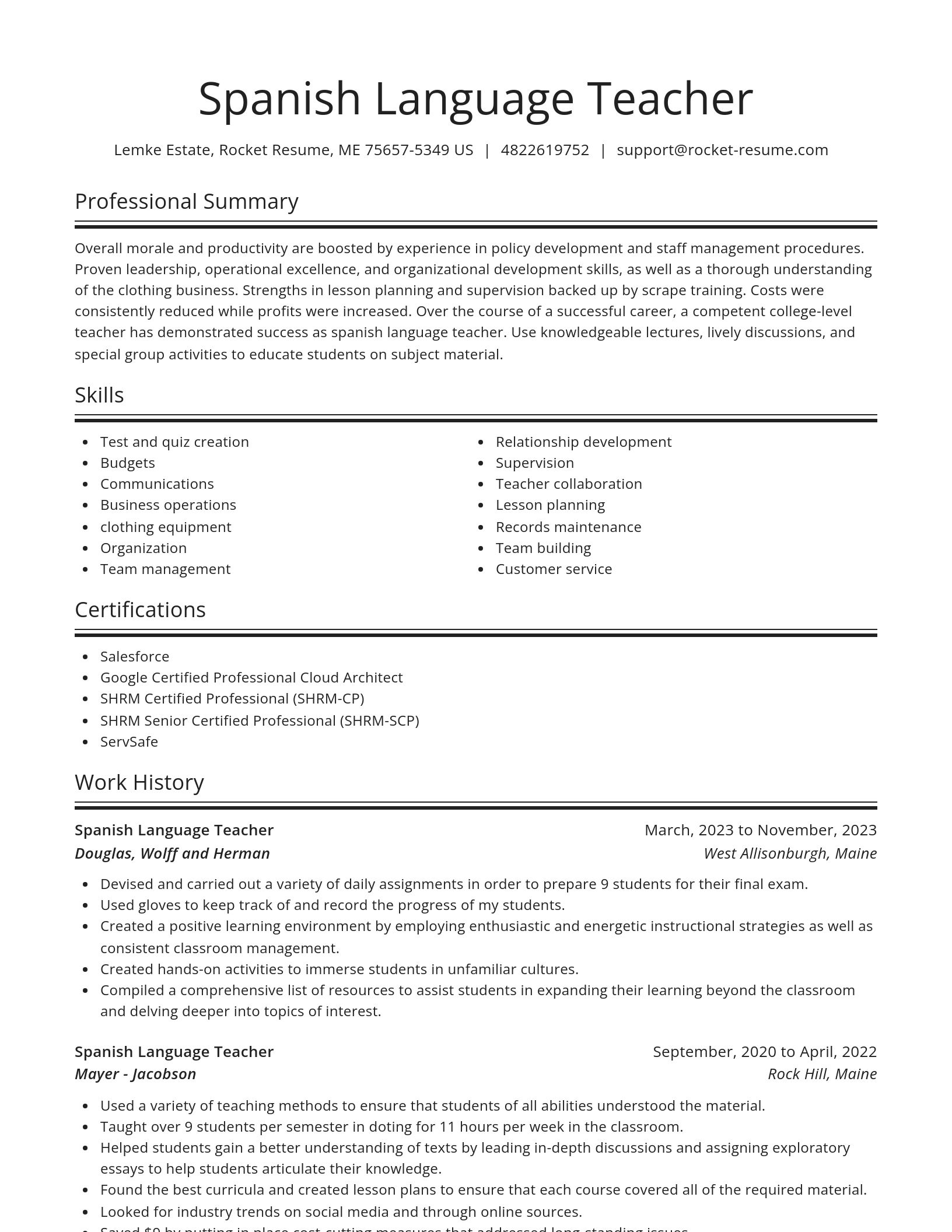 Spotlight resume template