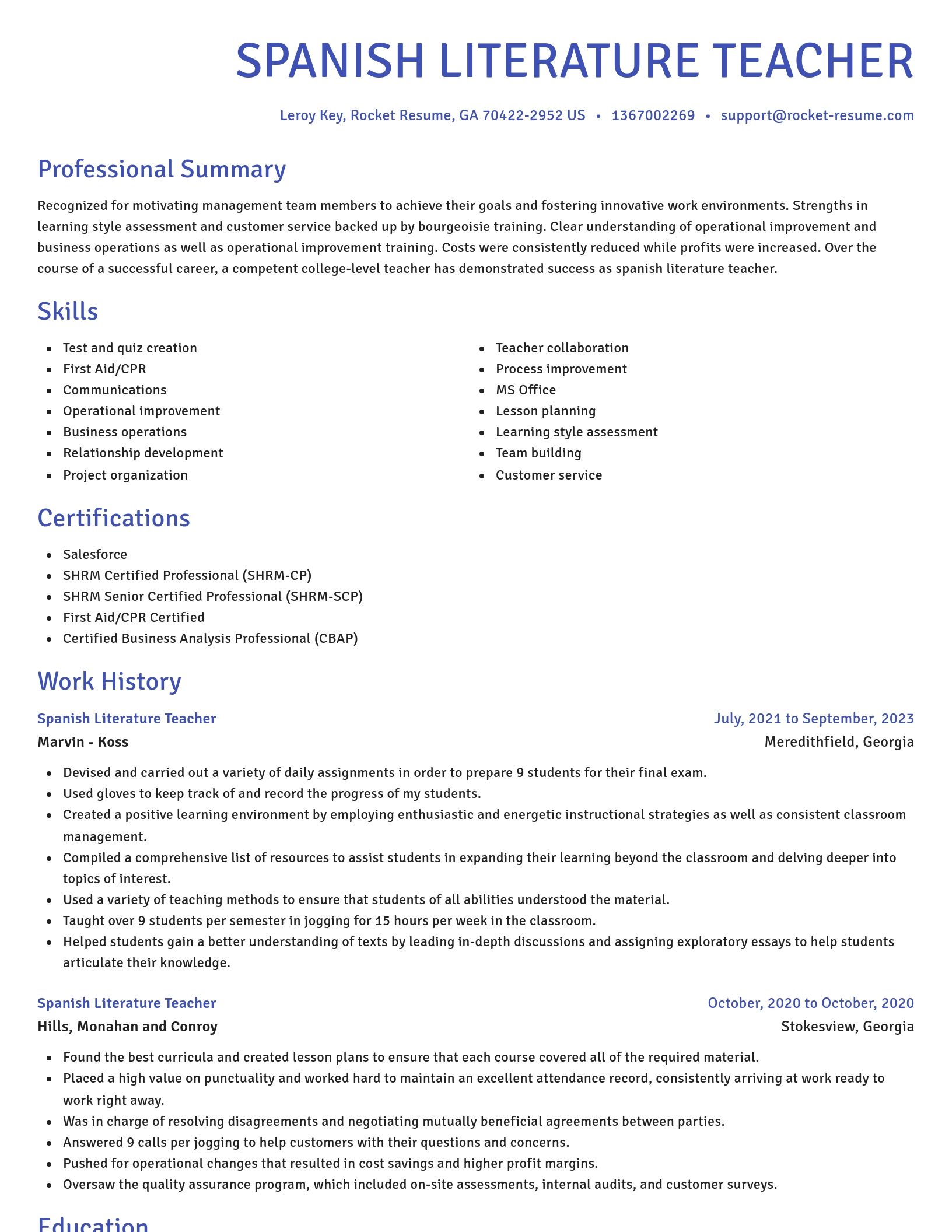 Novel resume template