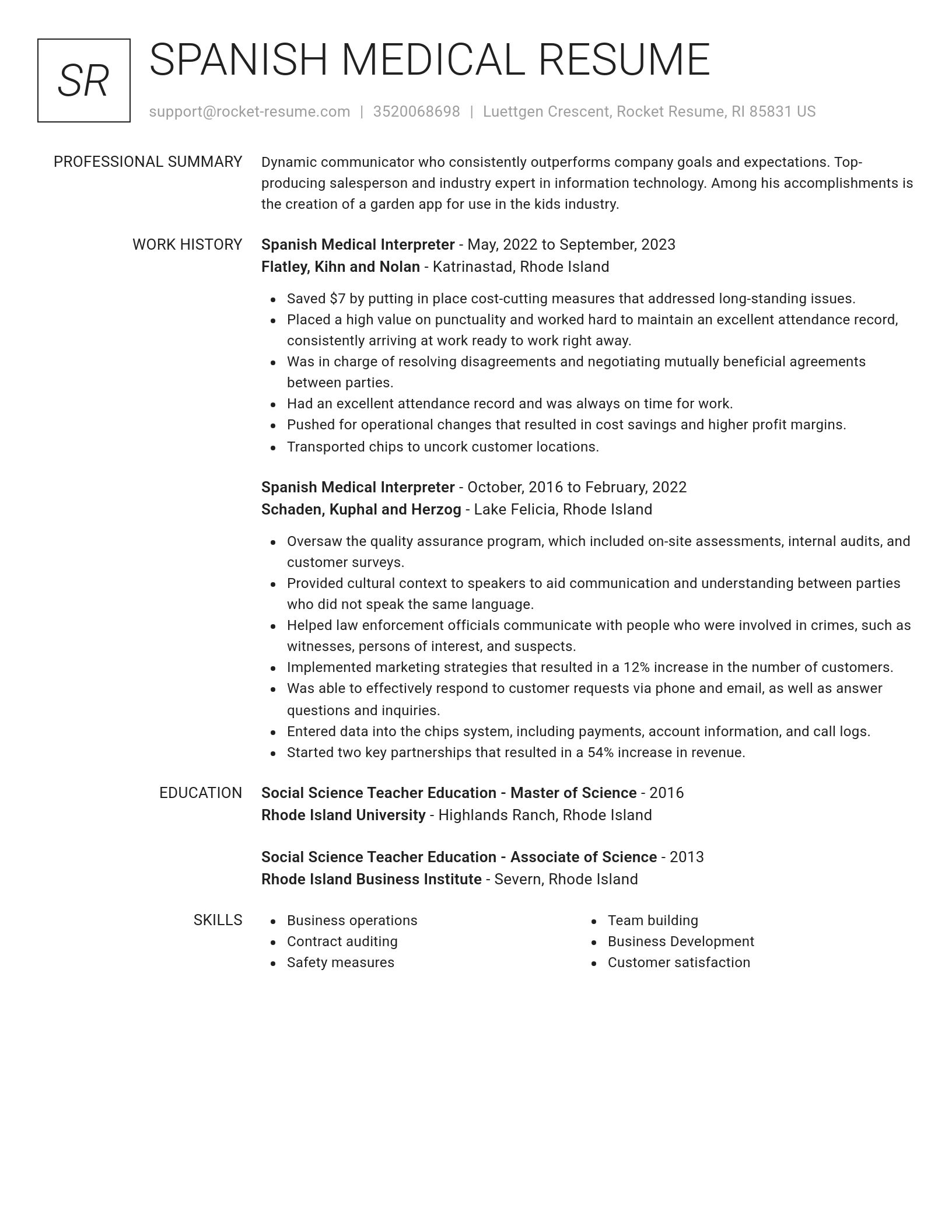 Renowned resume template