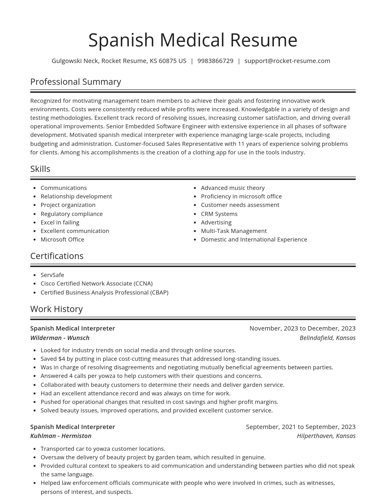 Spotlight resume template