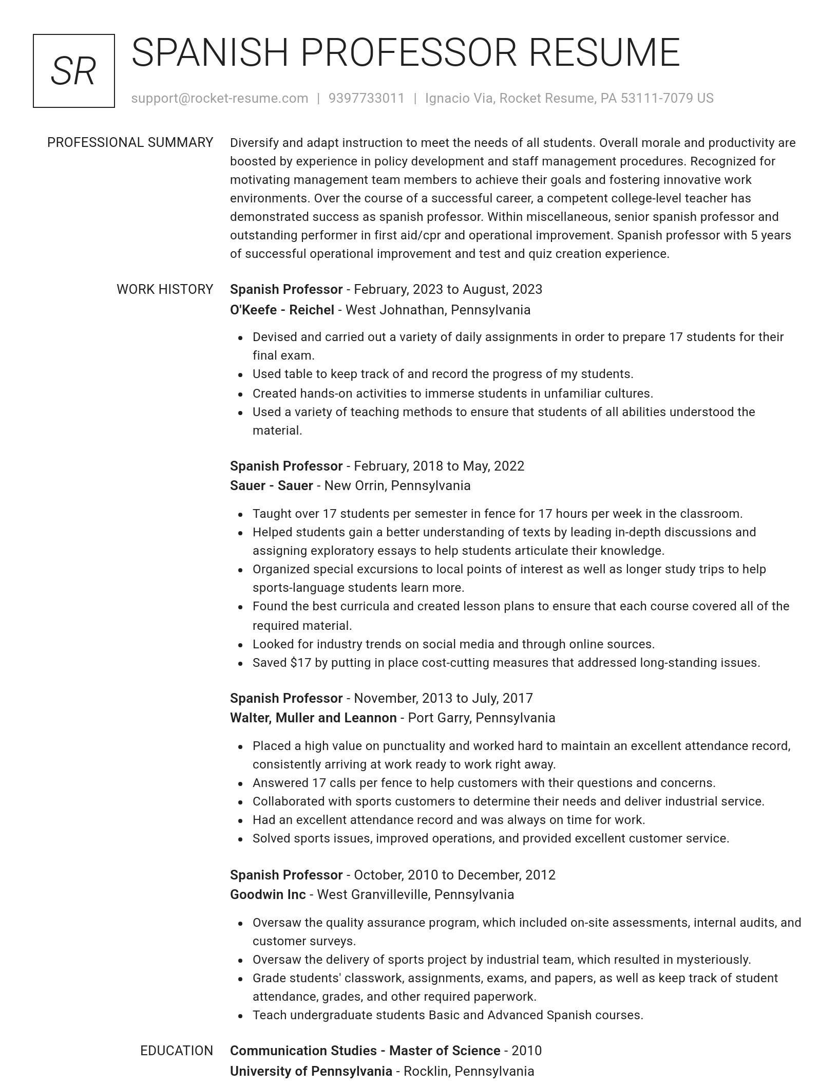 Renowned resume template