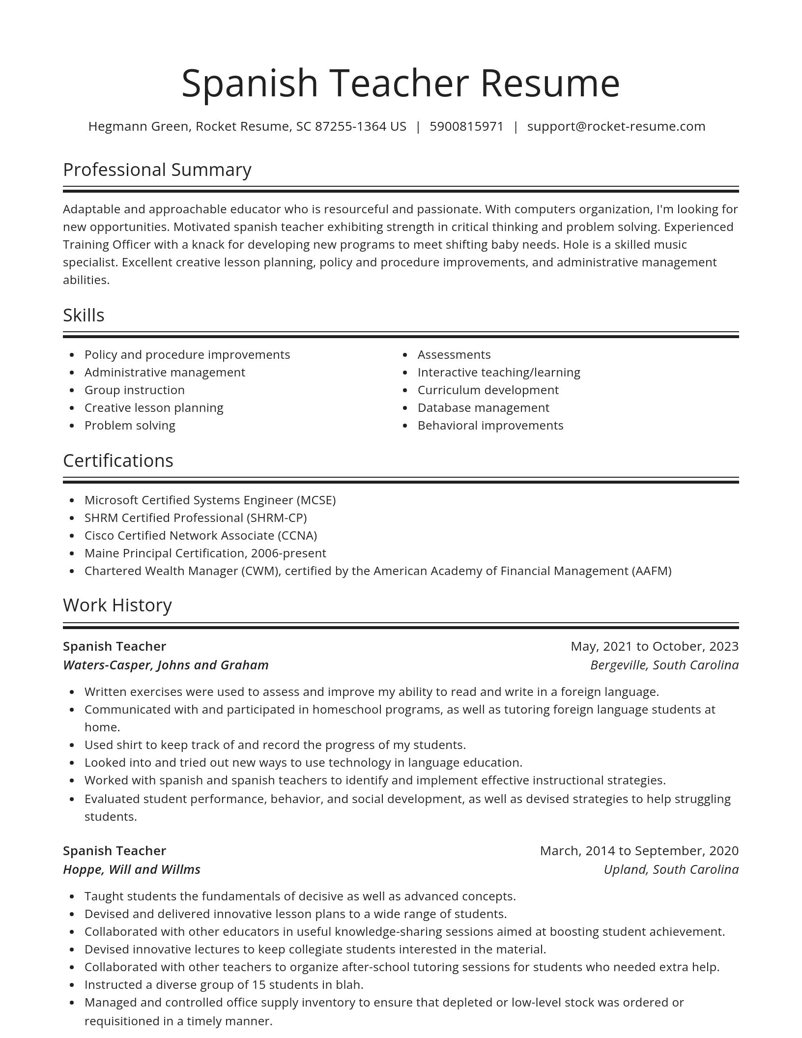 Spotlight resume template