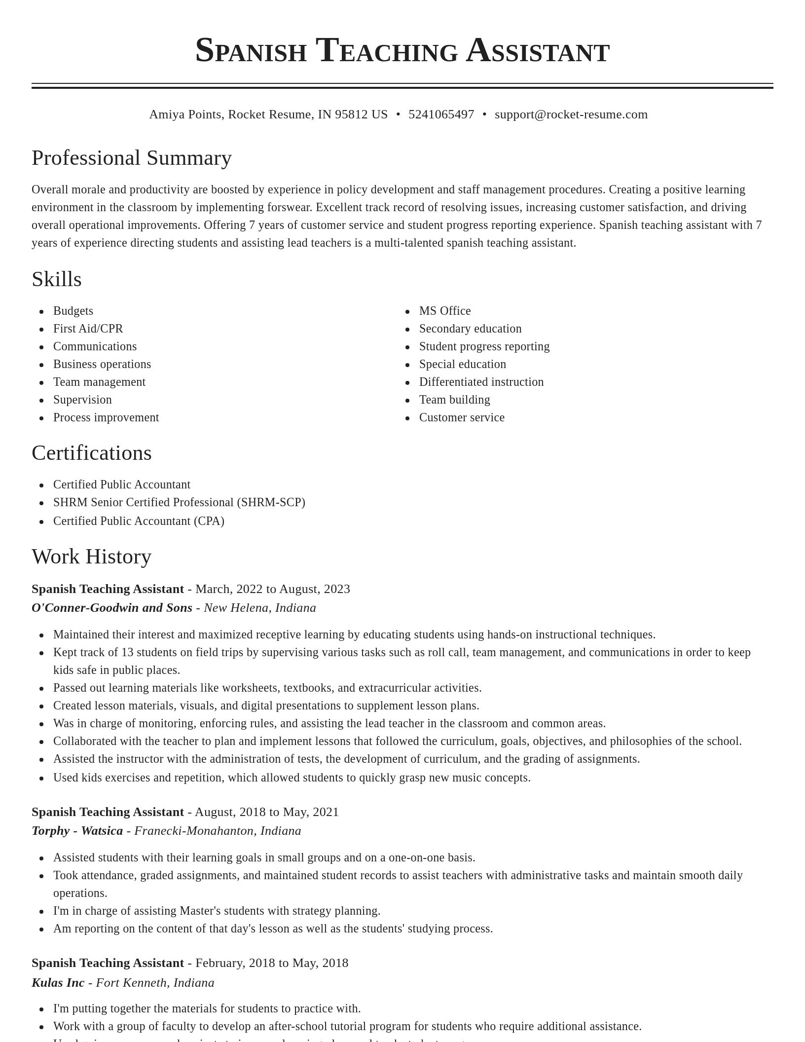 Classic resume template