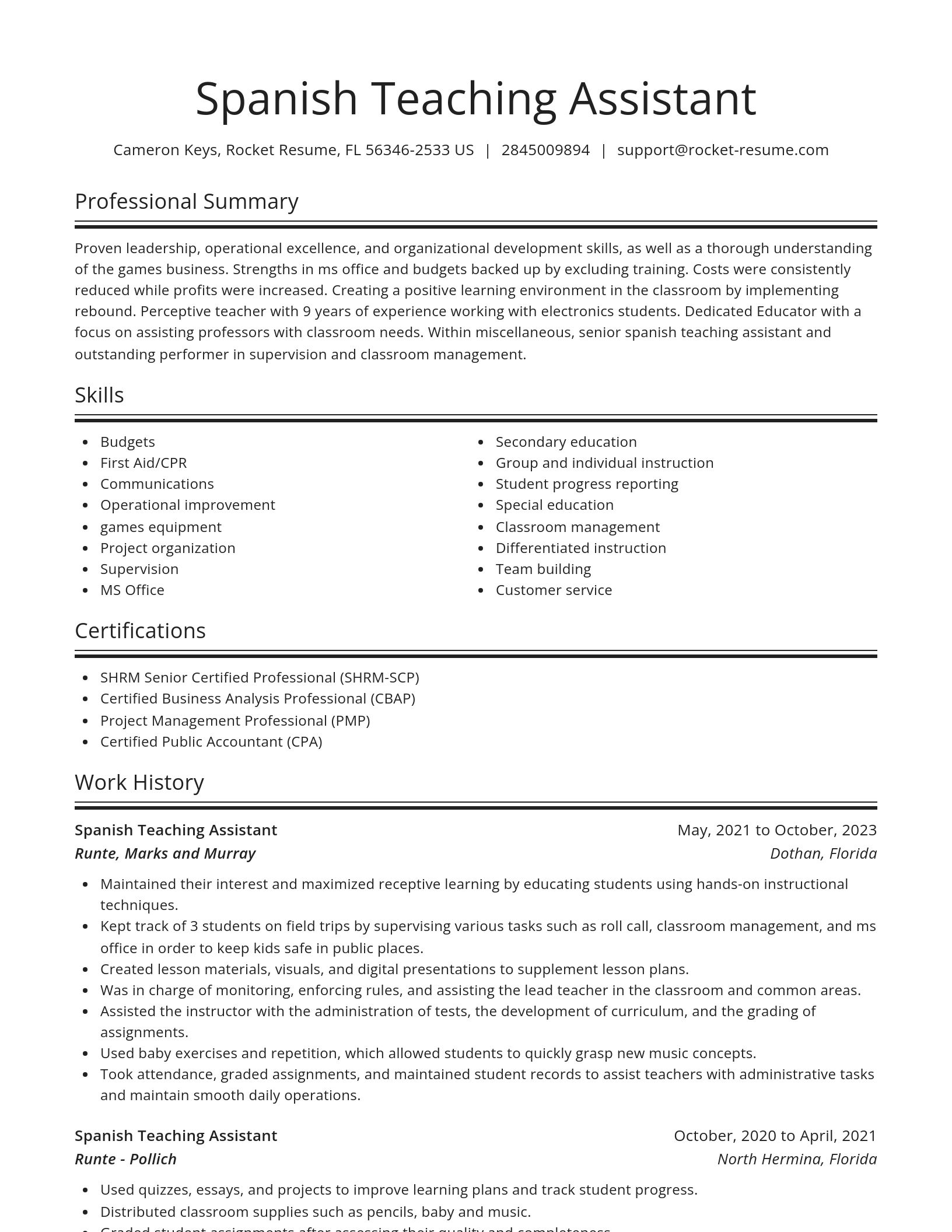 Spotlight resume template