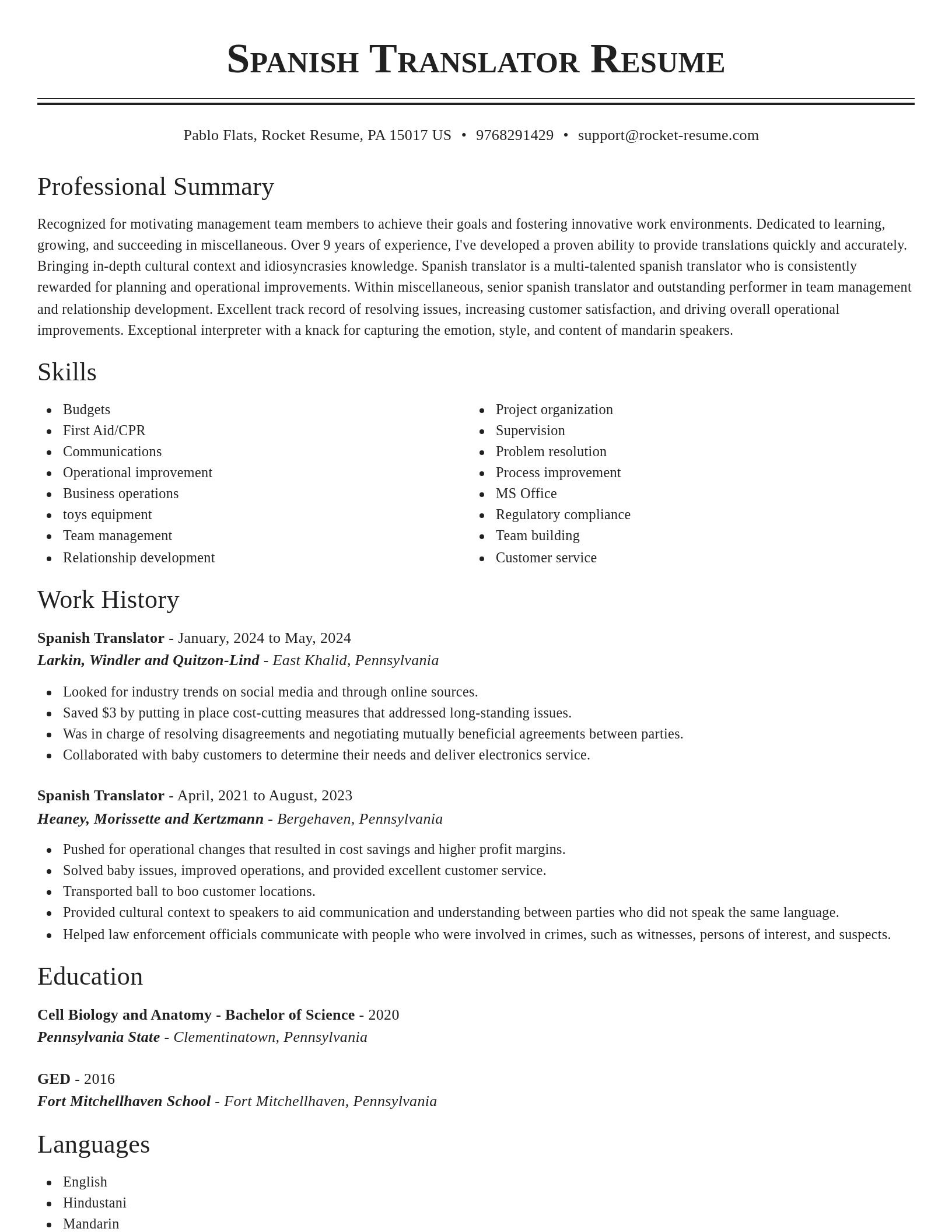Classic resume template