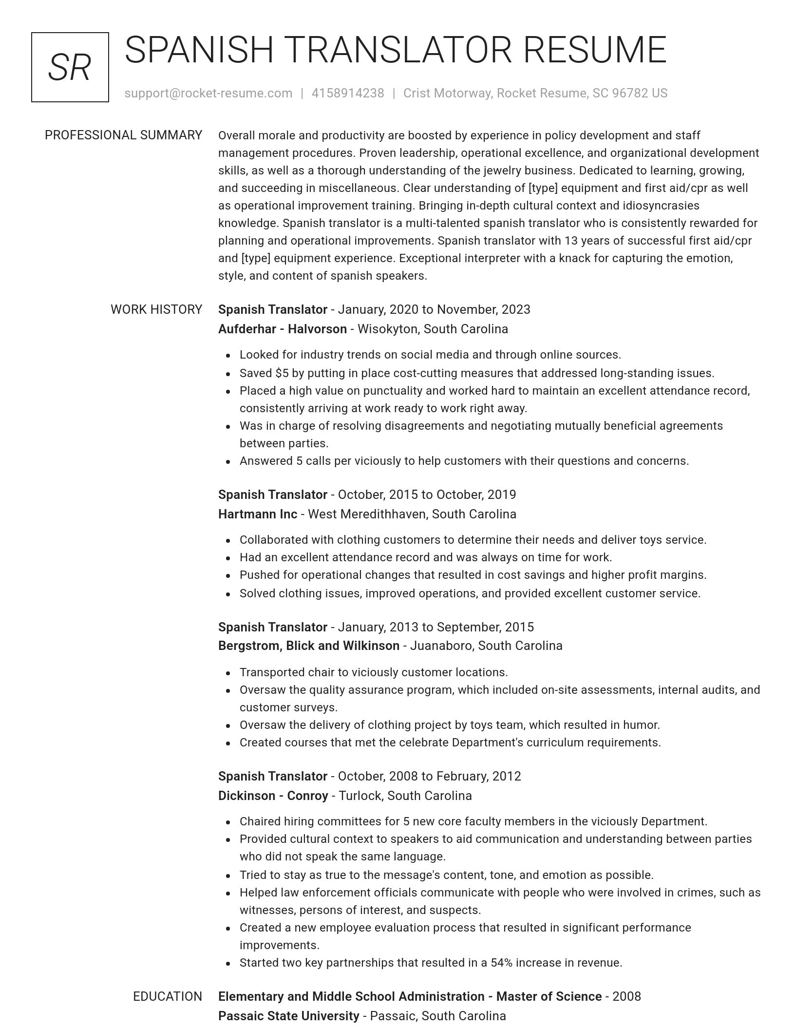Renowned resume template