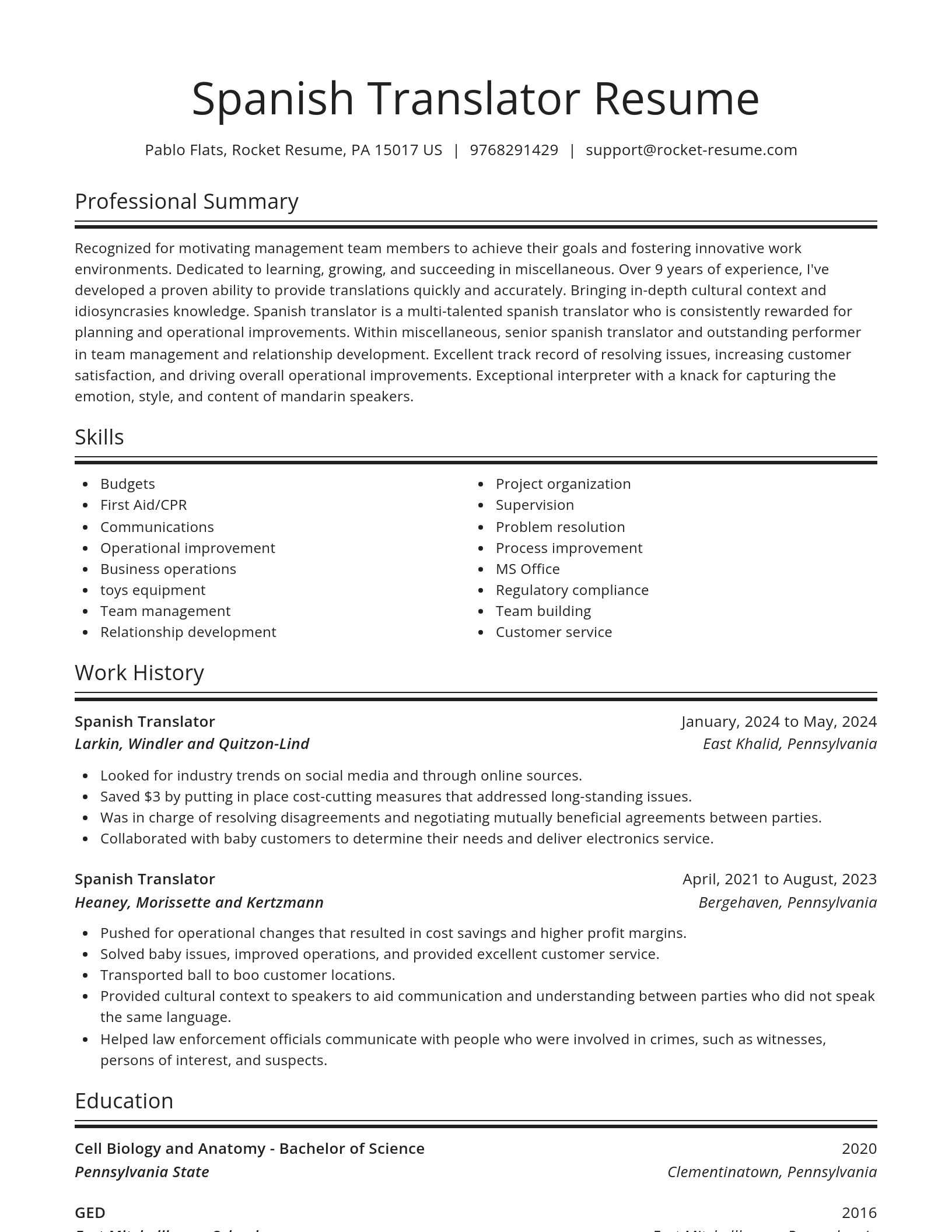 Spotlight resume template