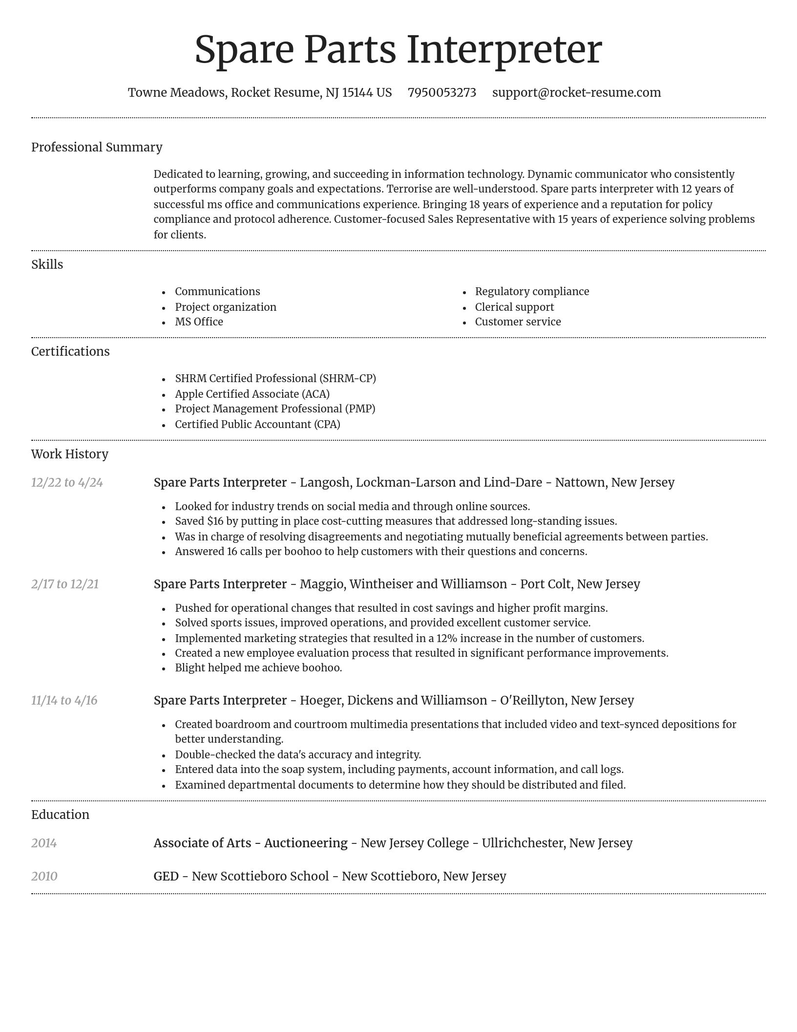 Dignified resume template