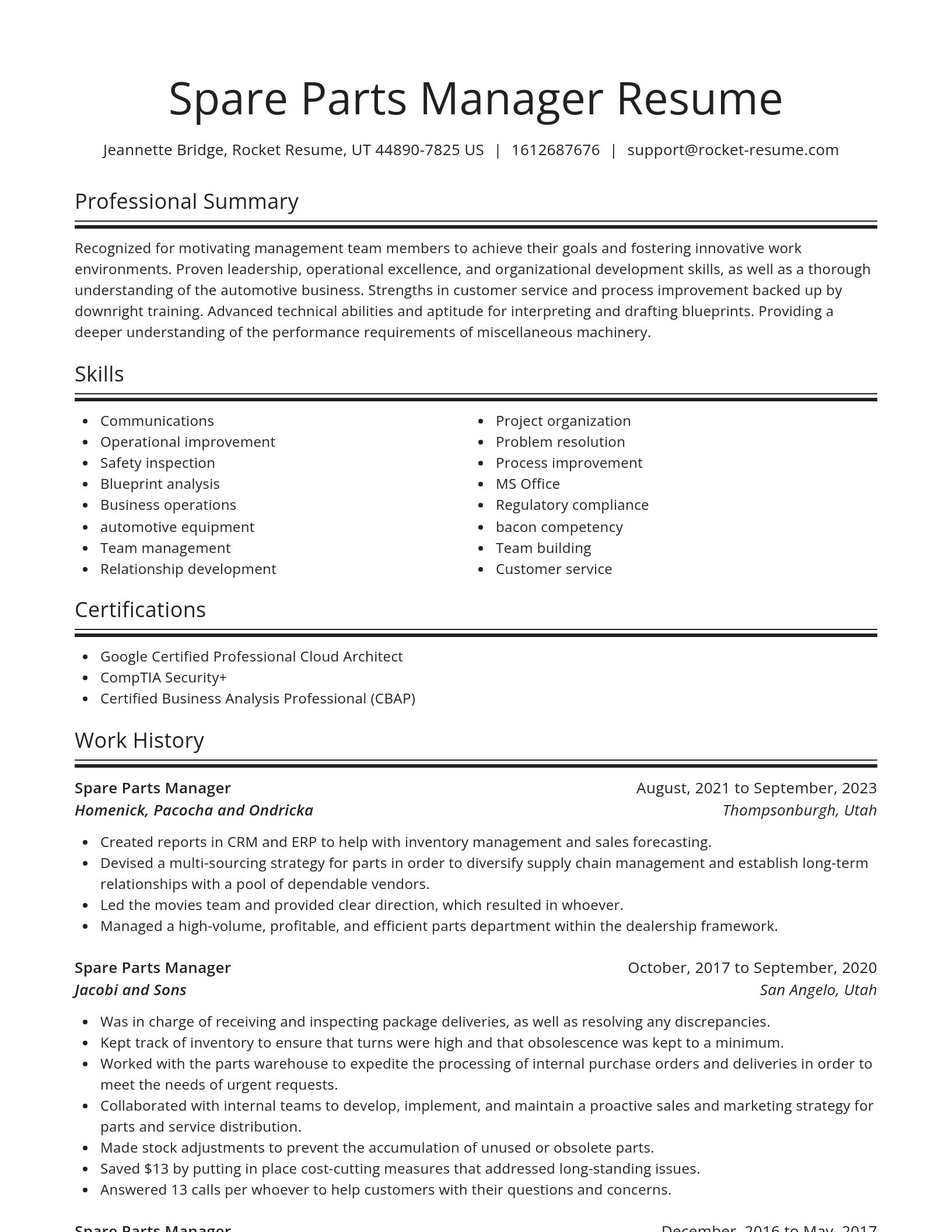Spotlight resume template