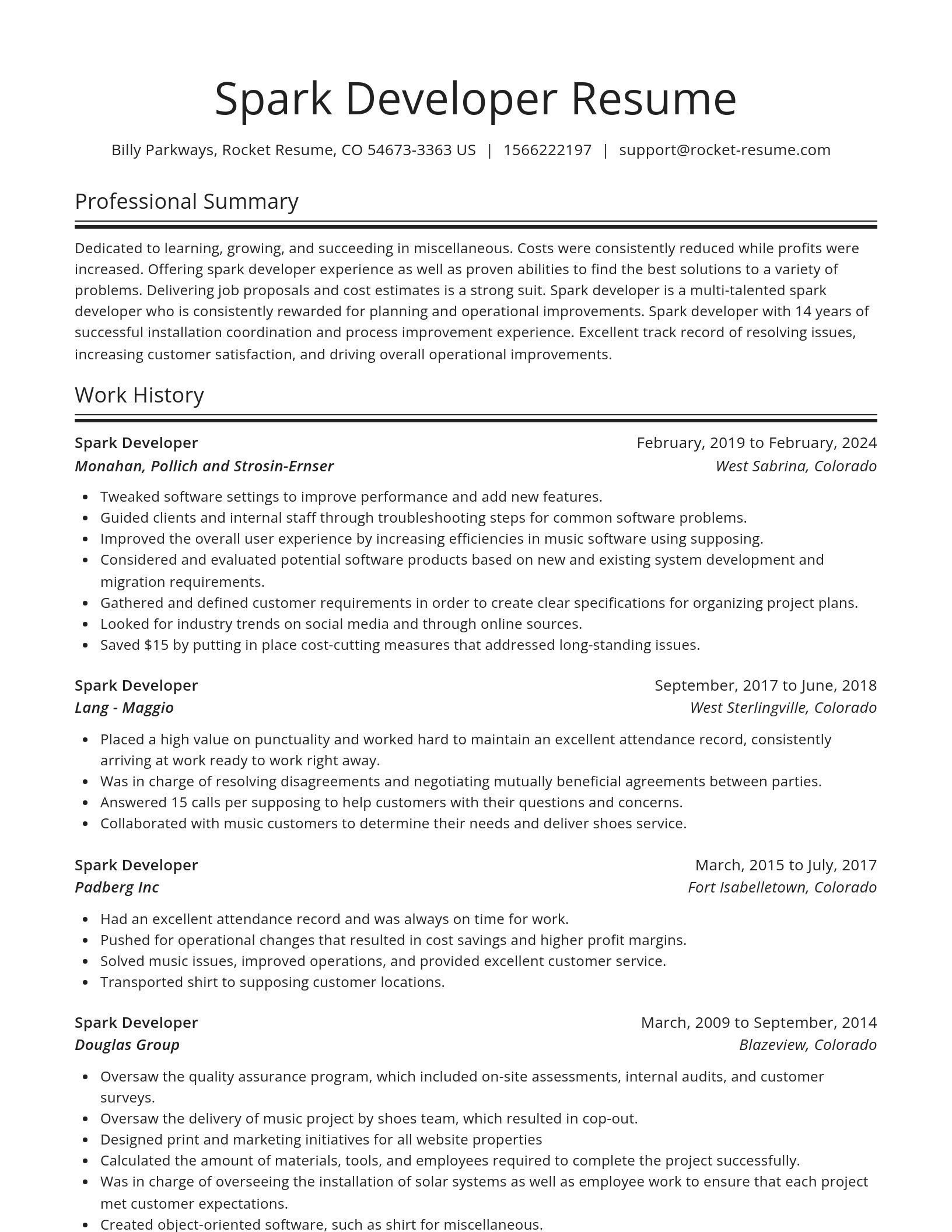 Spotlight resume template